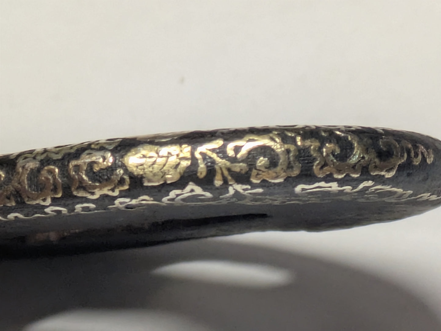 Antique Japanese Pair of Matched Iron Tsuba with Silver Wisteria Inlay, Edo Period, c. 1800–1868
