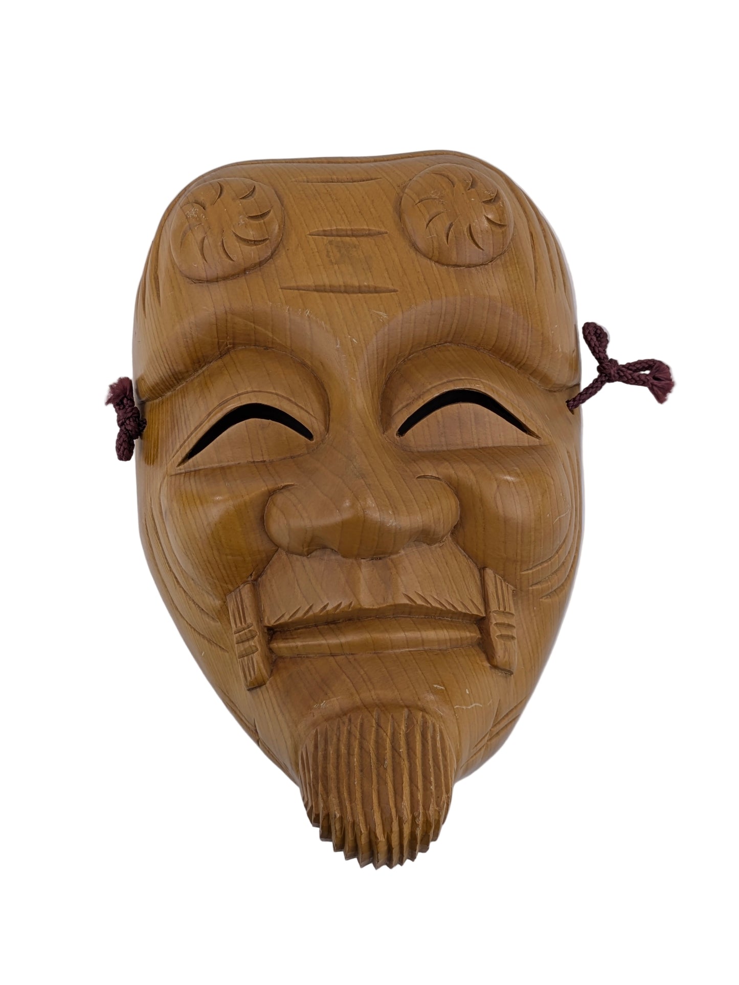Antique Japanese Okina Noh Mask Wood Carving Old Man Face