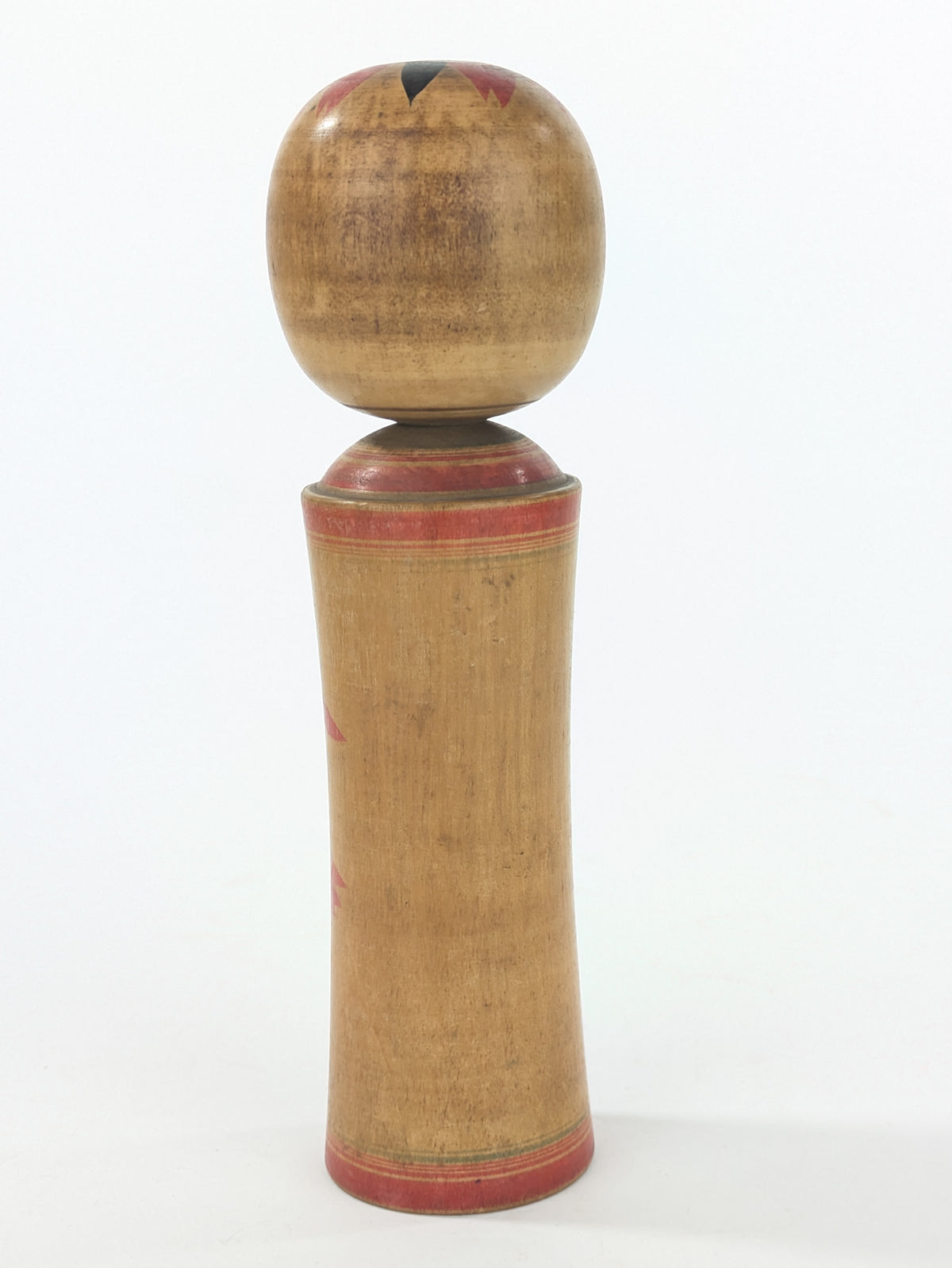 Vintage Japanese Signed Wooden Kokeshi Doll Traditional Floral Motif 8.5"H