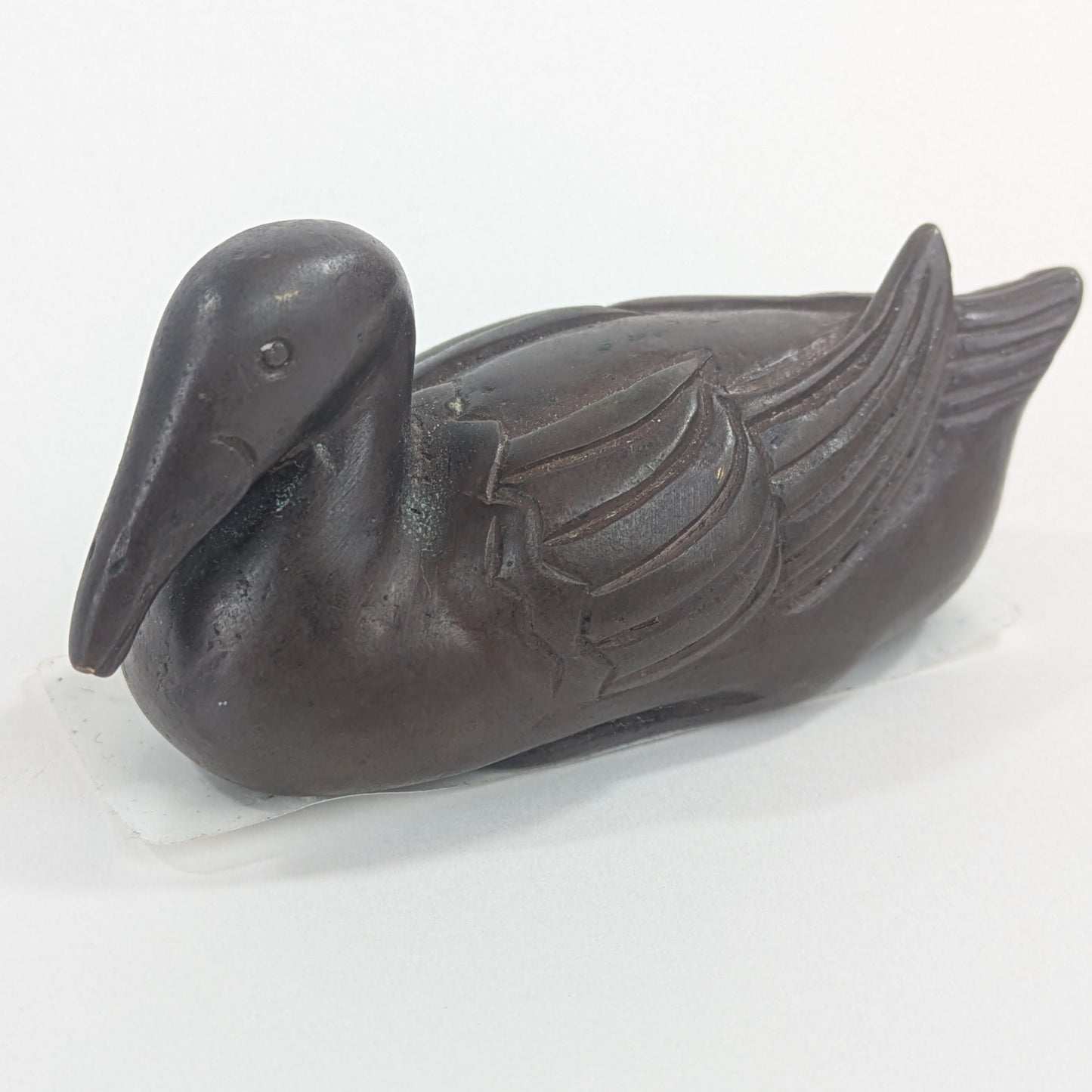 OKIMONO Japanese Crafted Bronze Duck Paper Weight 3"