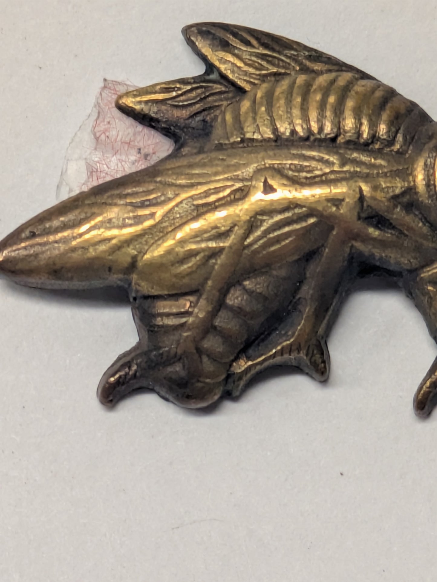 Antique Japanese Edo Period Gilt Copper Menuki Wasp Suzumebachi In High Relief,