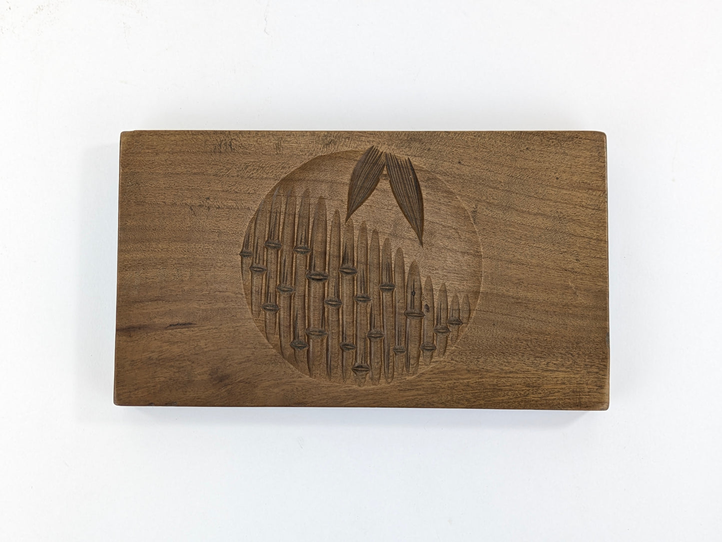 Antique Japanese Kashigata Confectionery Mold – Bamboo & Revers Plum Blossom Motifs – Meiji Era 7"