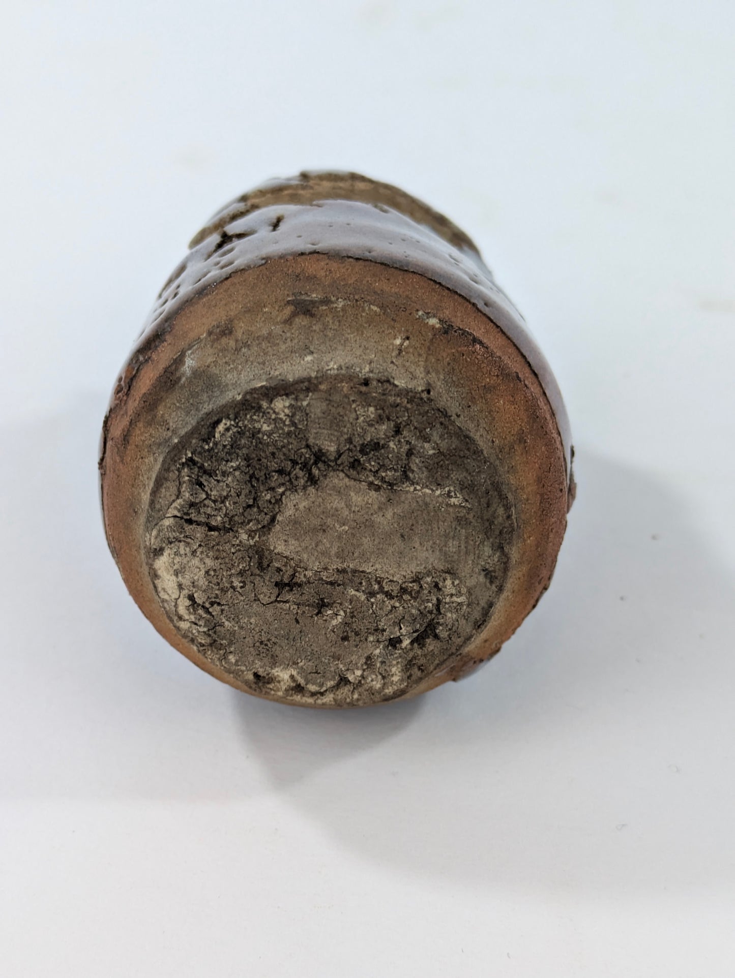 Antique Japanese Miniature Tsubo Wood-Fired Stoneware Jar 2.5"