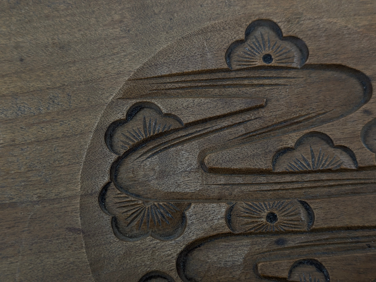 Antique Japanese Kashigata Confectionery Mold – Bamboo & Revers Plum Blossom Motifs – Meiji Era 7"