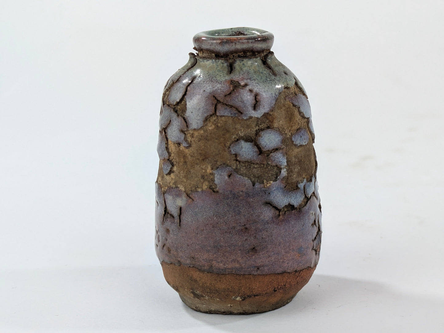 Antique Japanese Miniature Tsubo Wood-Fired Stoneware Jar 2.5"