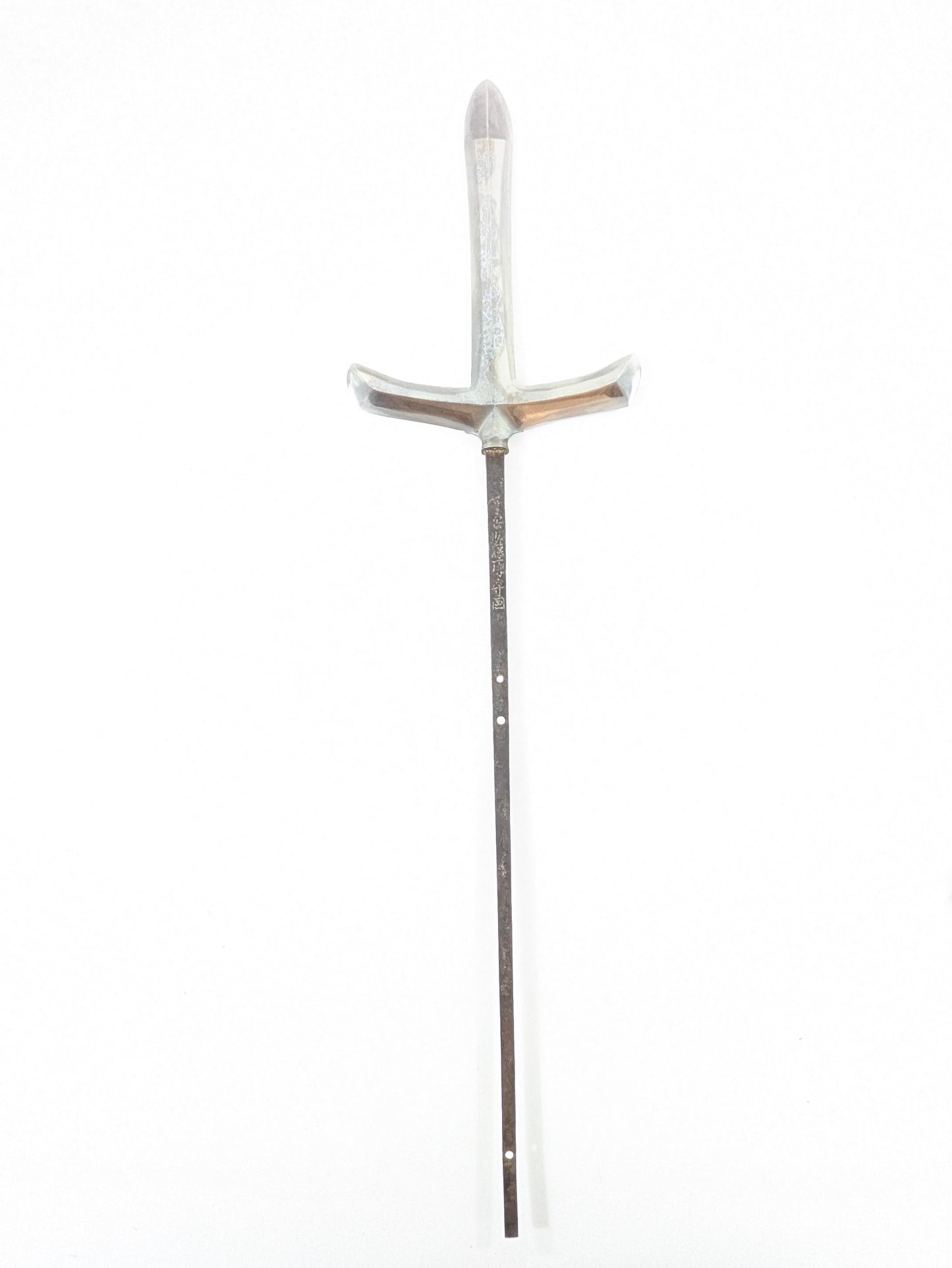 Japanese Antique Jumonji-Yari Cross Shaped Spear Head signed Heianjō Fujiwara Morikuni Edo c1670's