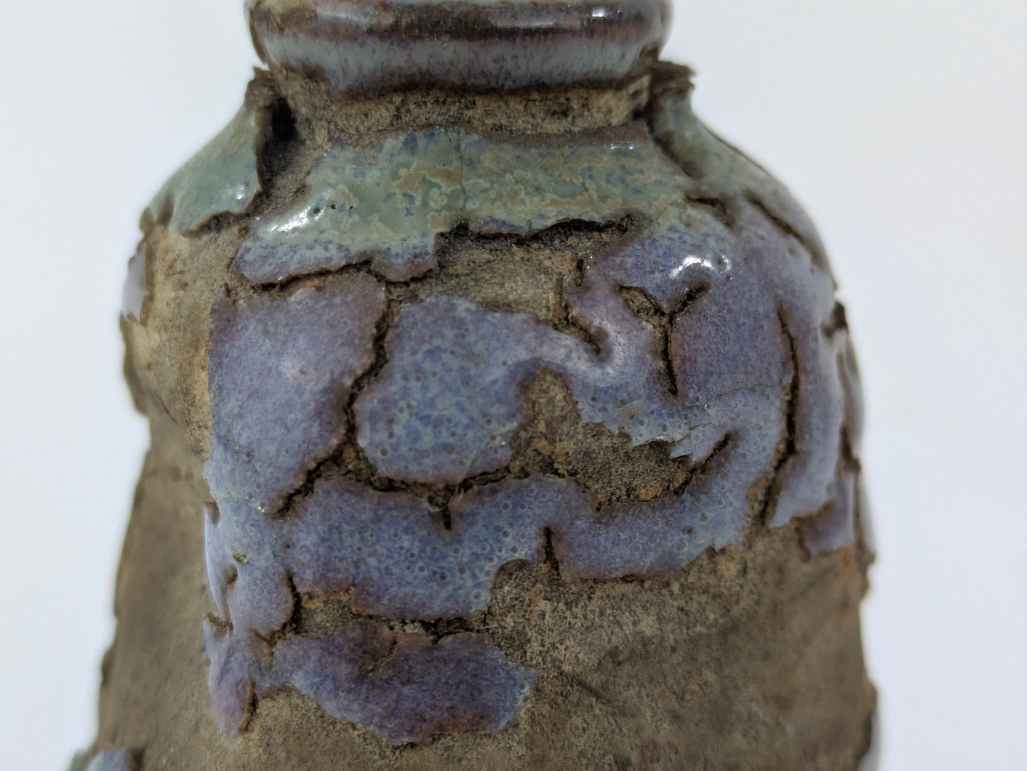 Antique Japanese Miniature Tsubo Wood-Fired Stoneware Jar 2.5"