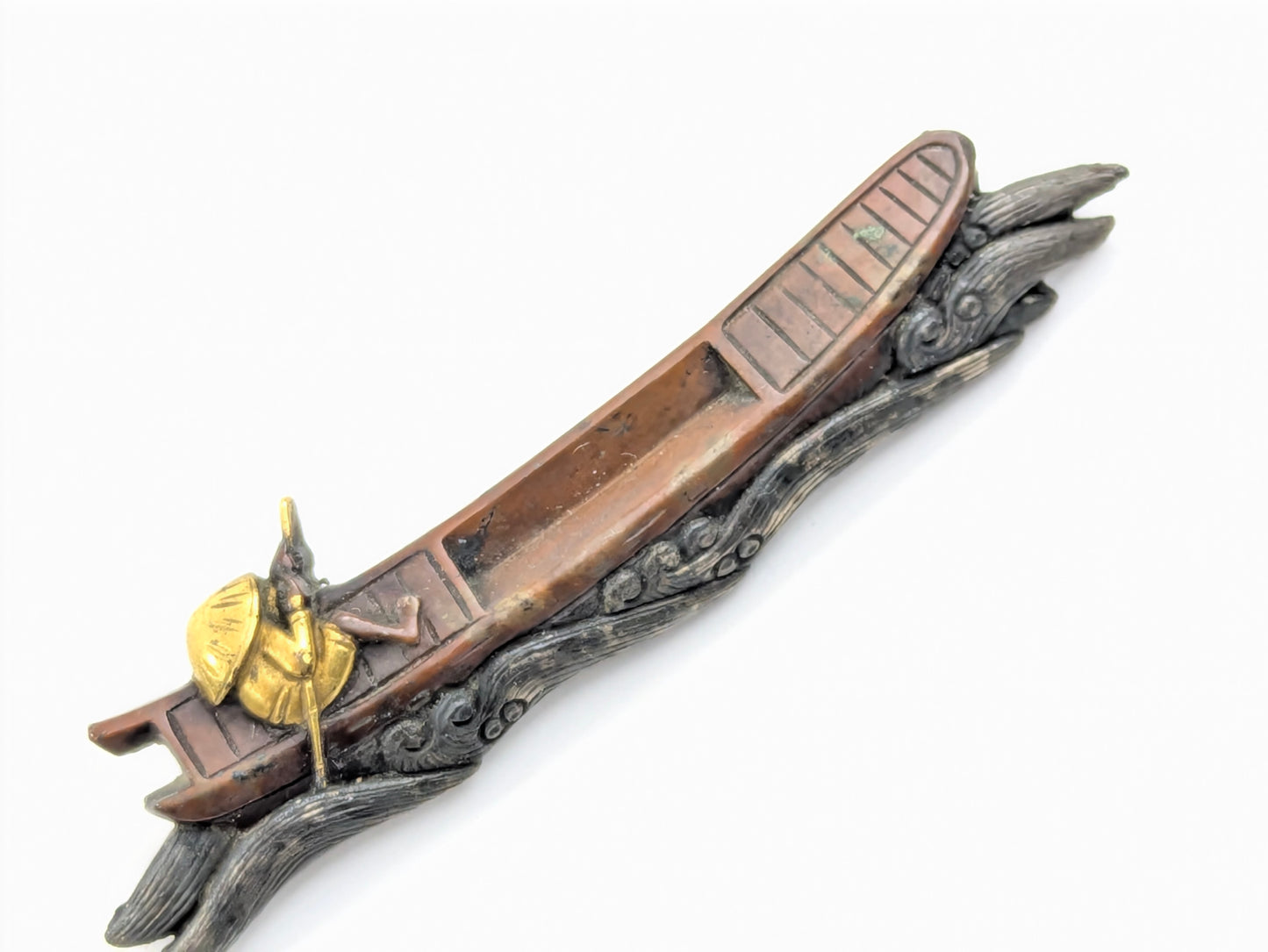 Japanese Menuki Pair Ferry Boat & Plovers Samurai Katana Sword Ornament LS#009