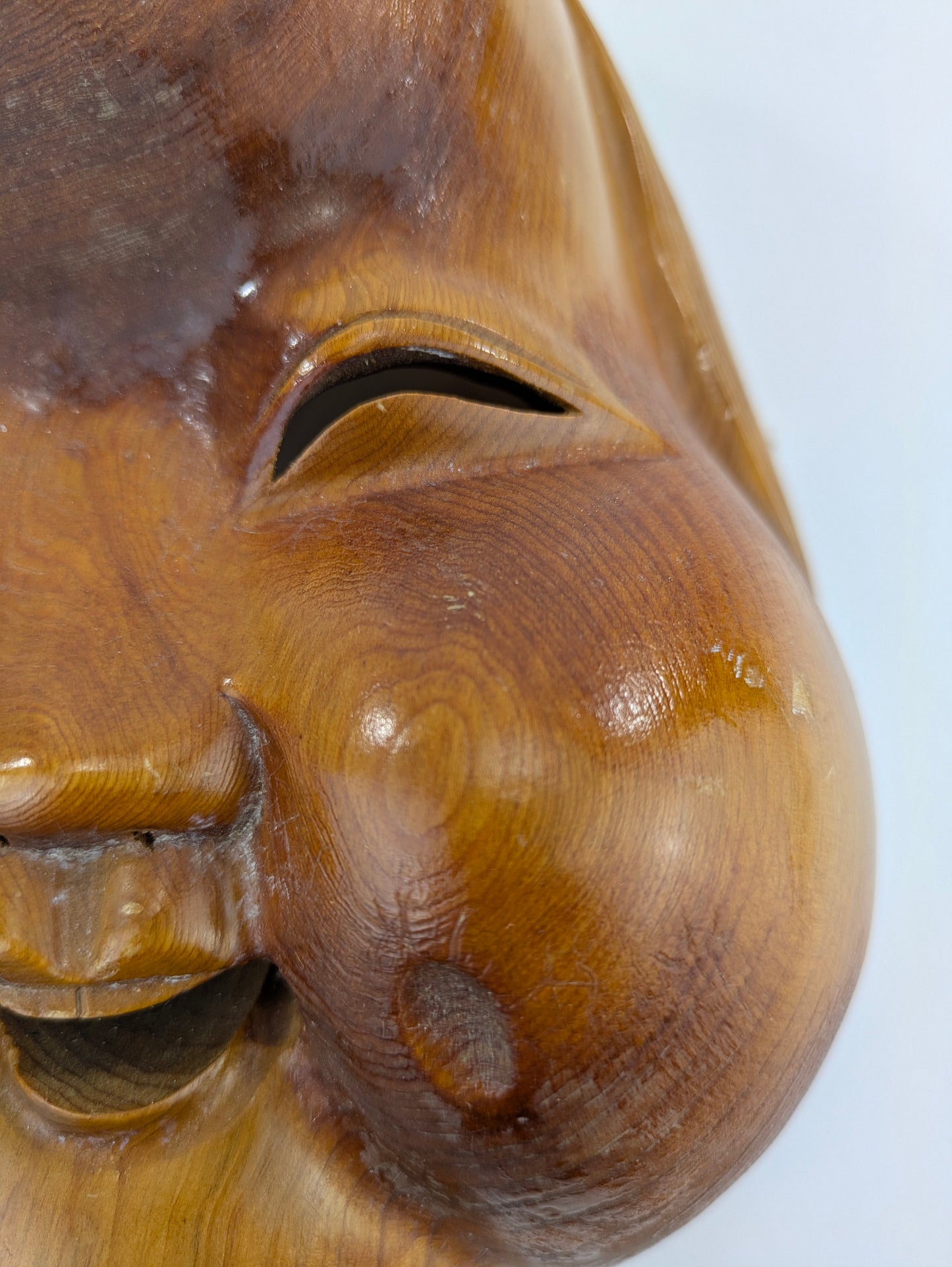 Vintage Japanese Okame Mask – Otafuku “Goddess of Laughter” – Folk & Kyōgen Theater Wood Handmade