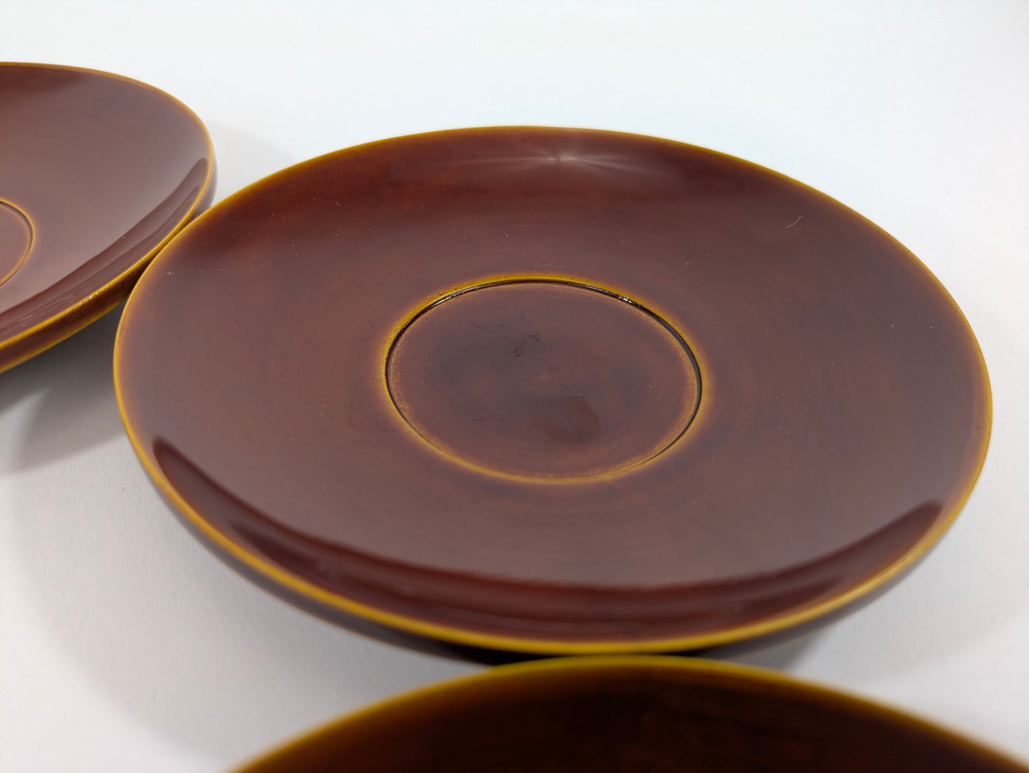 Vintage Japanese Lacquered Wood set of 5 Chataku Plates Tea Saucers Shunkei