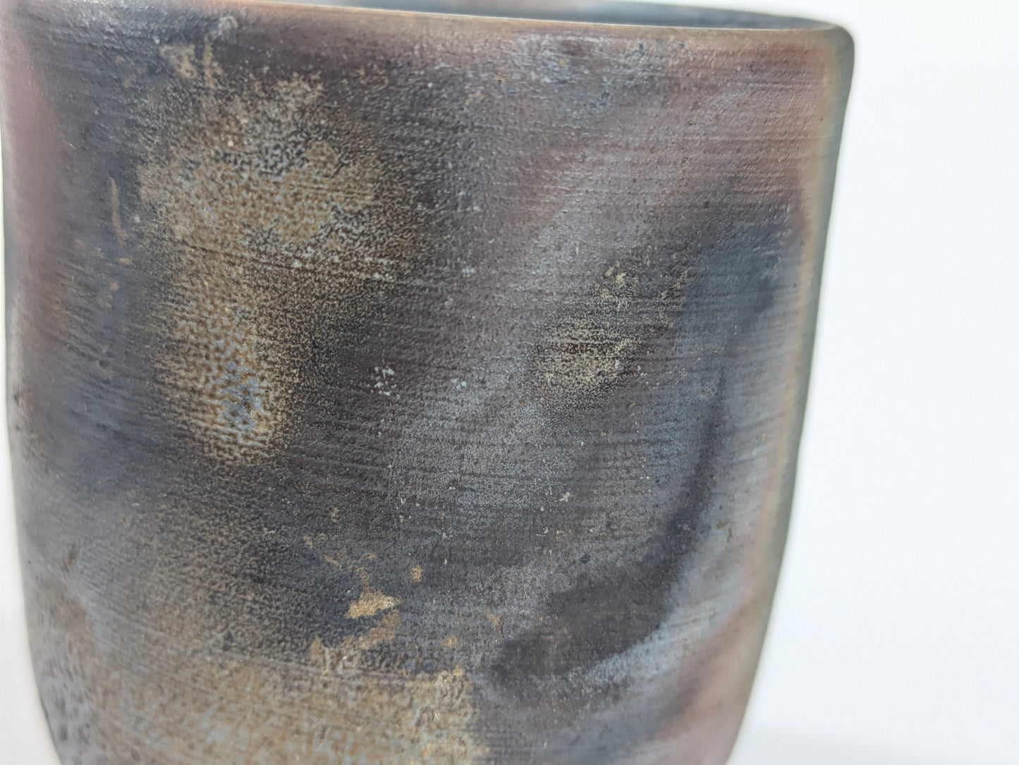 Japanese Bizen Ware Yunomi Tea Cup Pair Wood Fired Hidasuki Goma Ash Glaze Showa 3"H