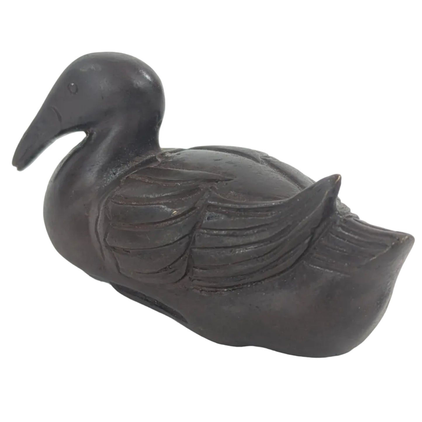 OKIMONO Japanese Crafted Bronze Duck Paper Weight 3"