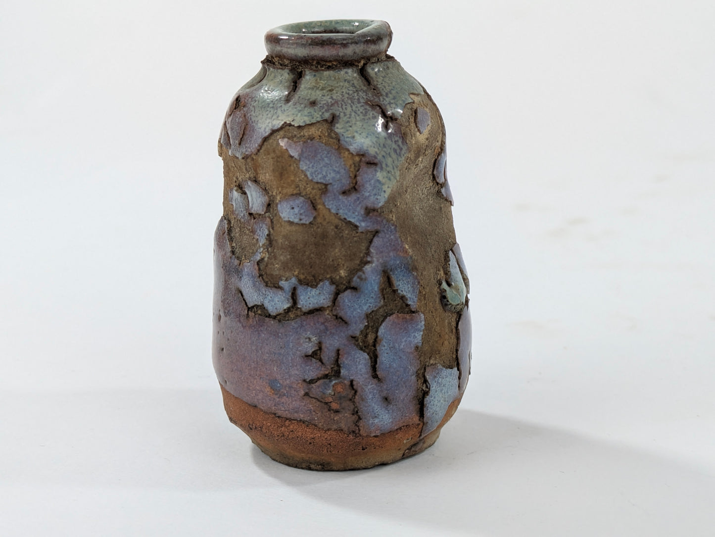 Antique Japanese Miniature Tsubo Wood-Fired Stoneware Jar 2.5"