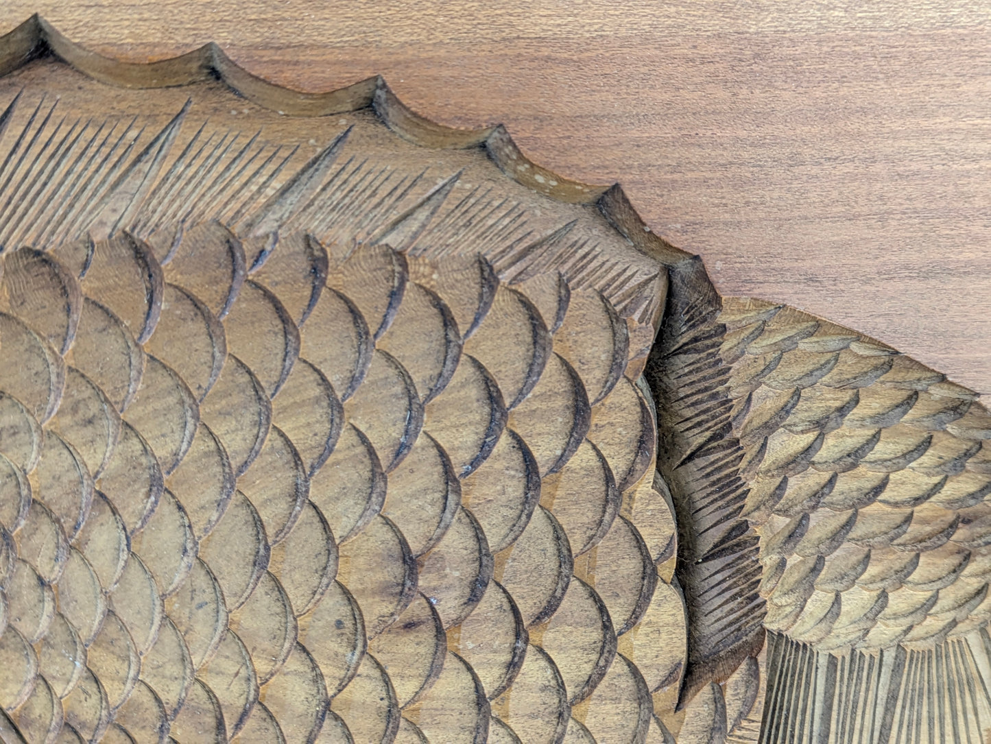 Antique Japanese Kashigata Confectionery Mold Tai Sea Bream Hand-Carved Wood 16" LS#186