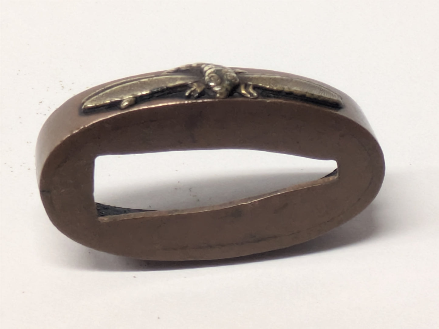 Antique Japanese Edo-Period Sword Katana Fuchi Dragonfly in Gold on Shakudō,
