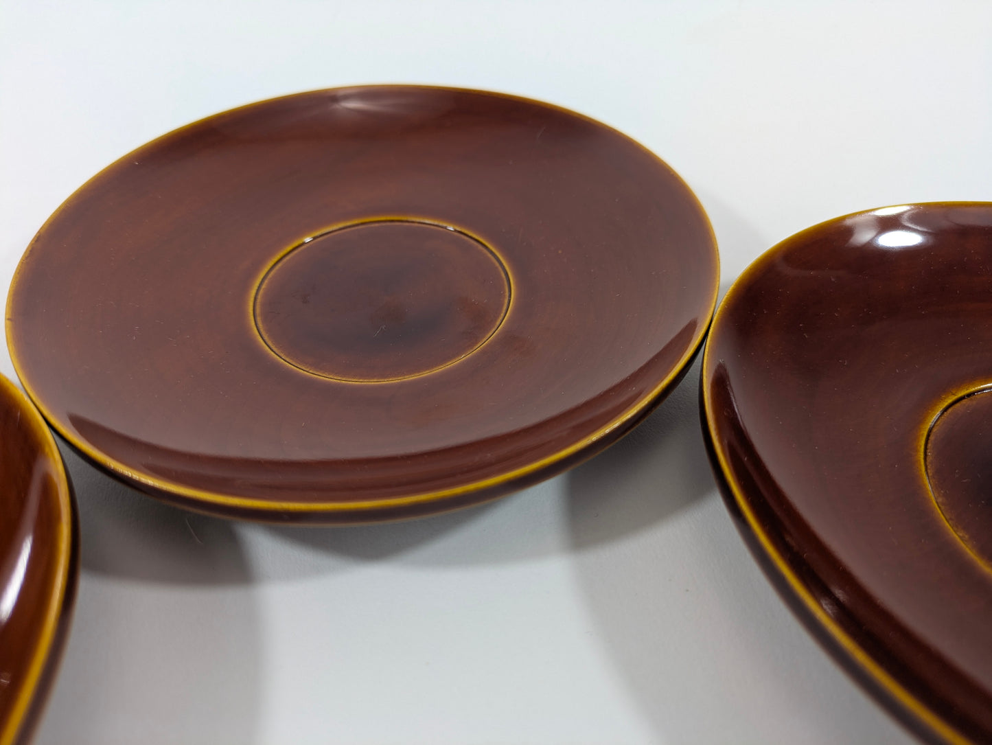 Vintage Japanese Lacquered Wood set of 5 Chataku Plates Tea Saucers Shunkei