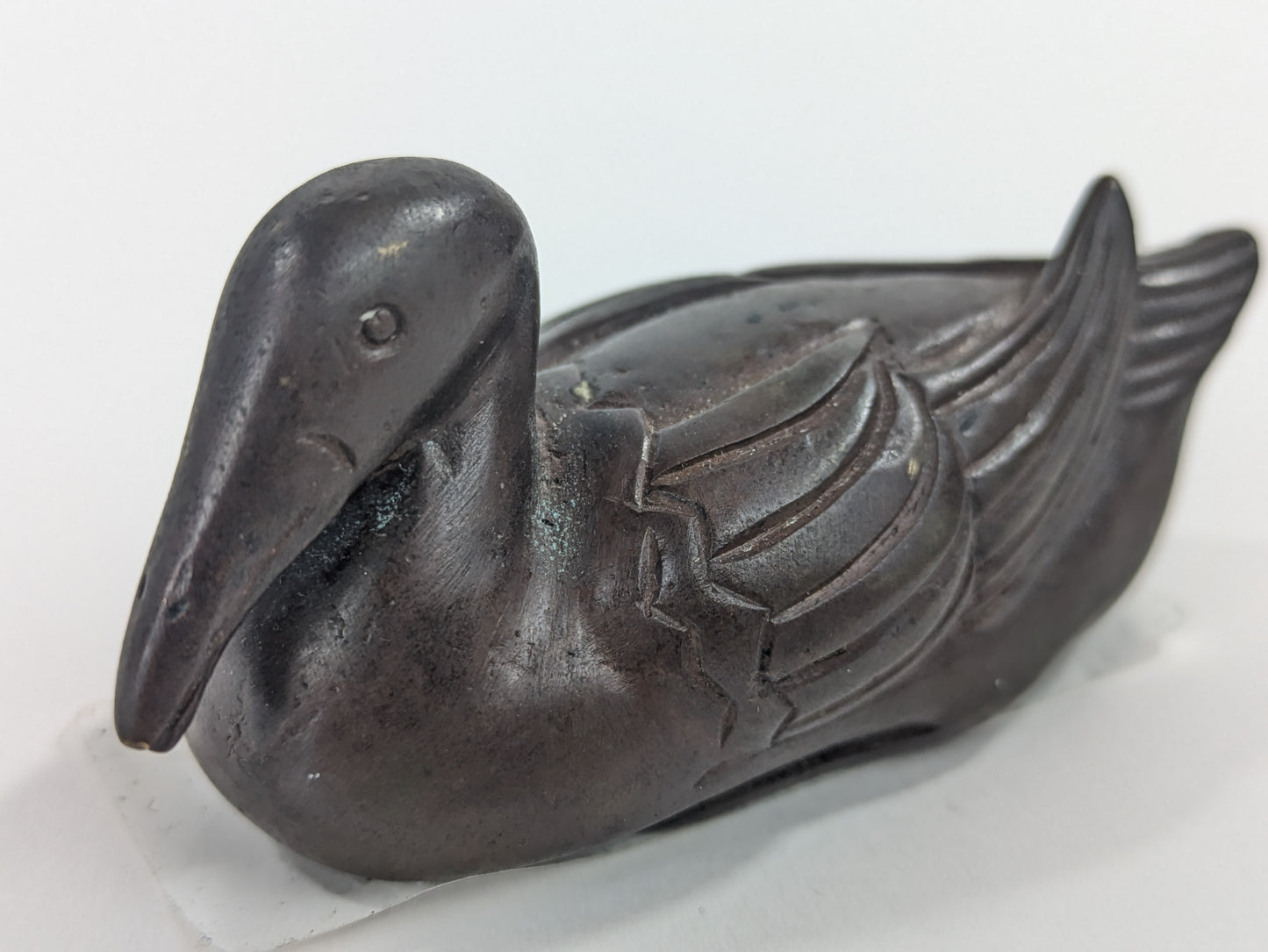 OKIMONO Japanese Crafted Bronze Duck Paper Weight 3"