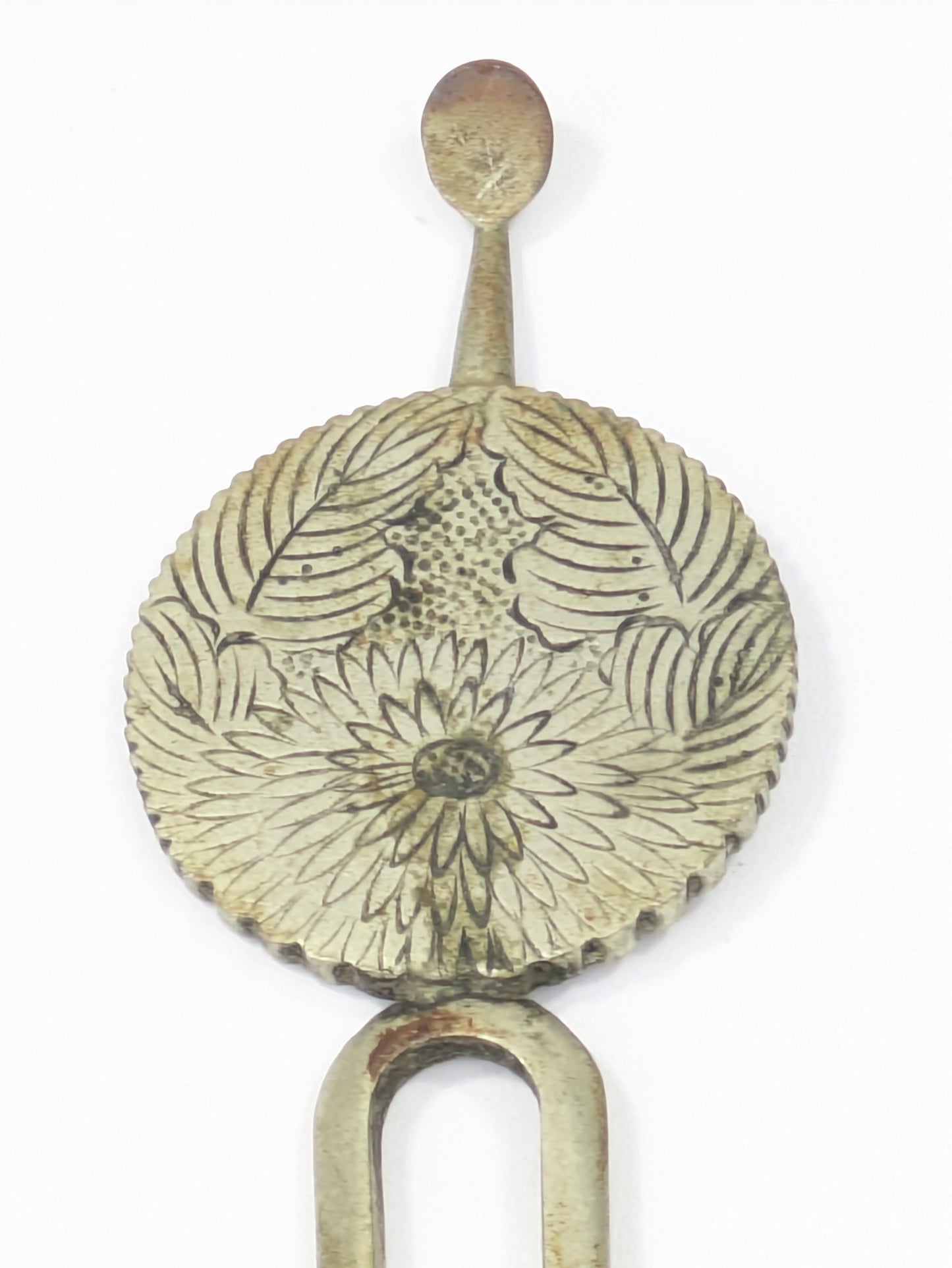 Antique Japanese Round Kanzashi Geisha Hairpiece Silver Chrasnthumum 6" Hairpin Mimikake Style