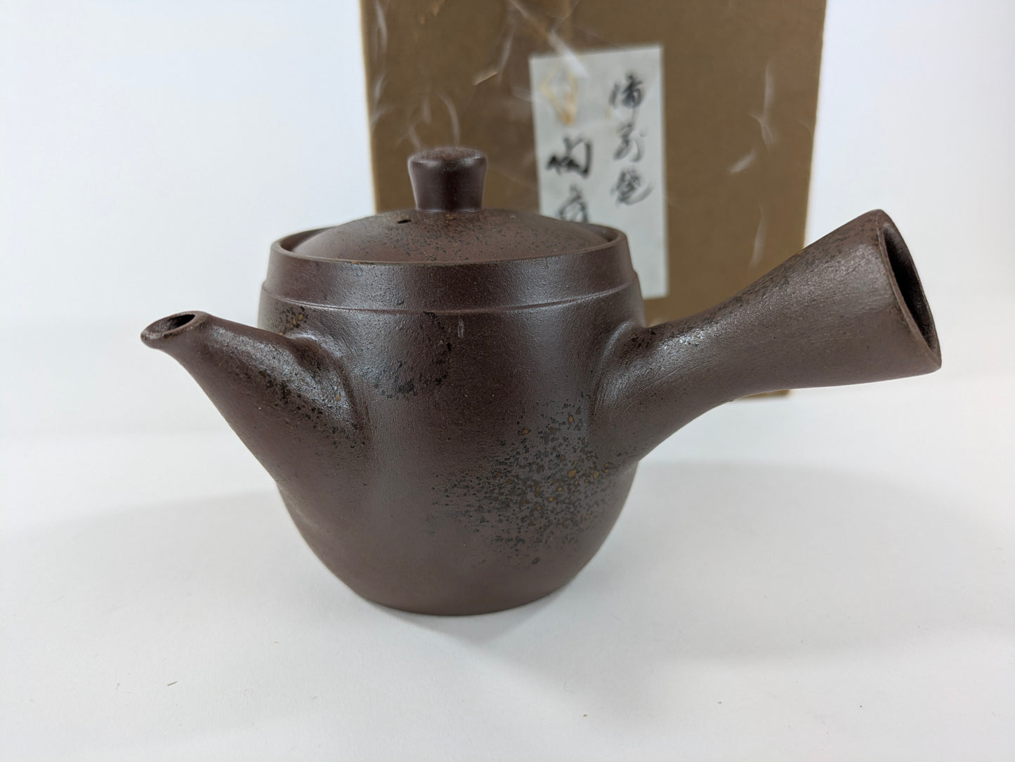 Japanese Tokoname Kyusu Teapot Side Handle Clay w/ Box Signed