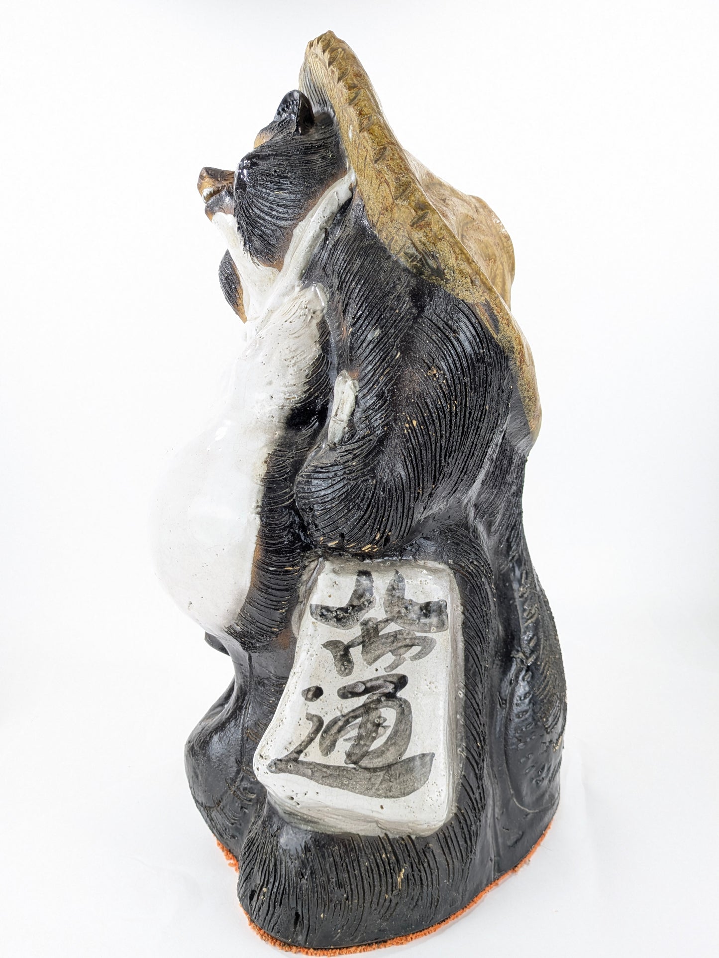 Vintage Japanese Ceramic Tanuki Statue Abundance & Prosperity 20x12x9"