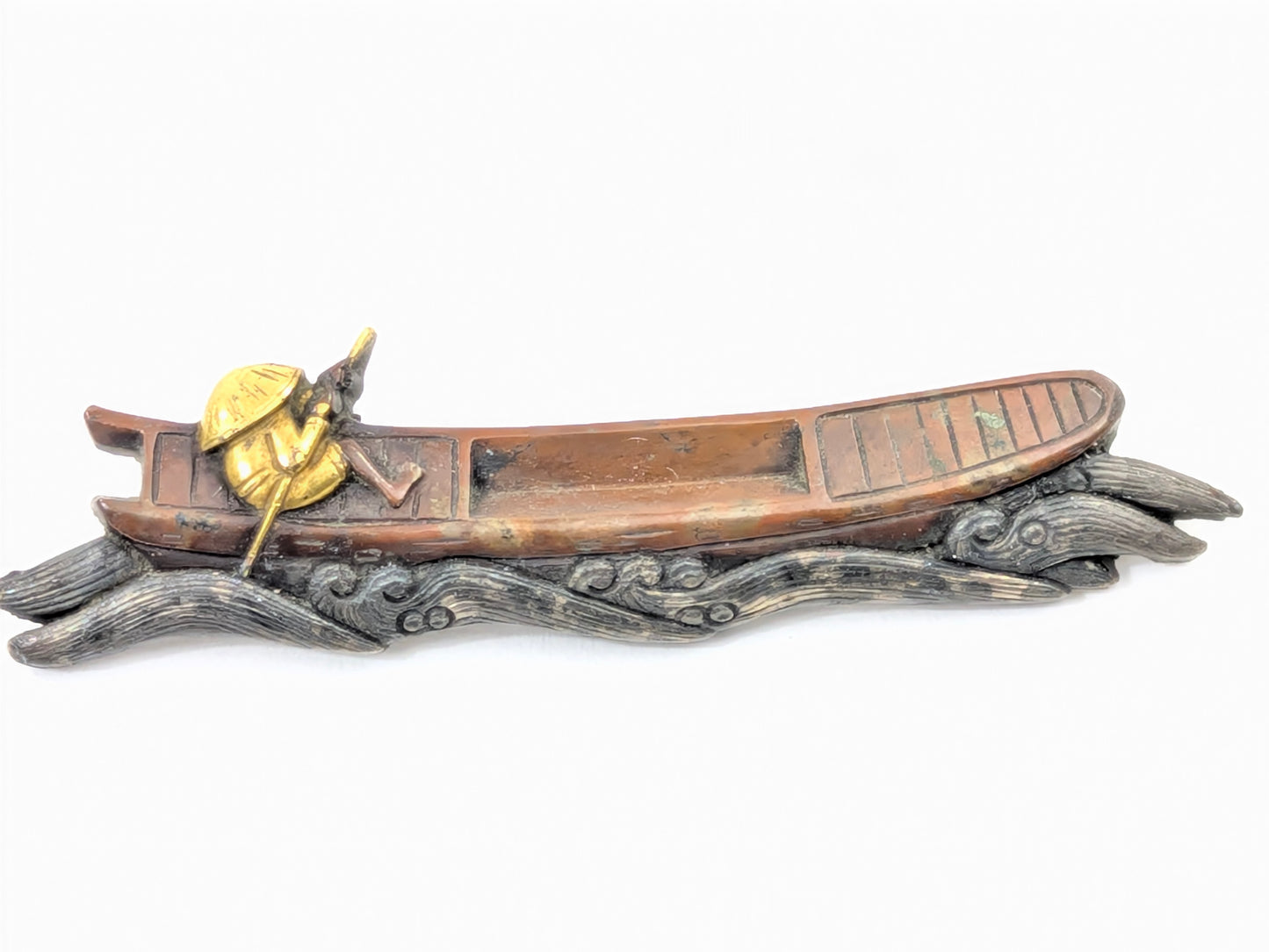 Japanese Menuki Pair Ferry Boat & Plovers Samurai Katana Sword Ornament LS#009