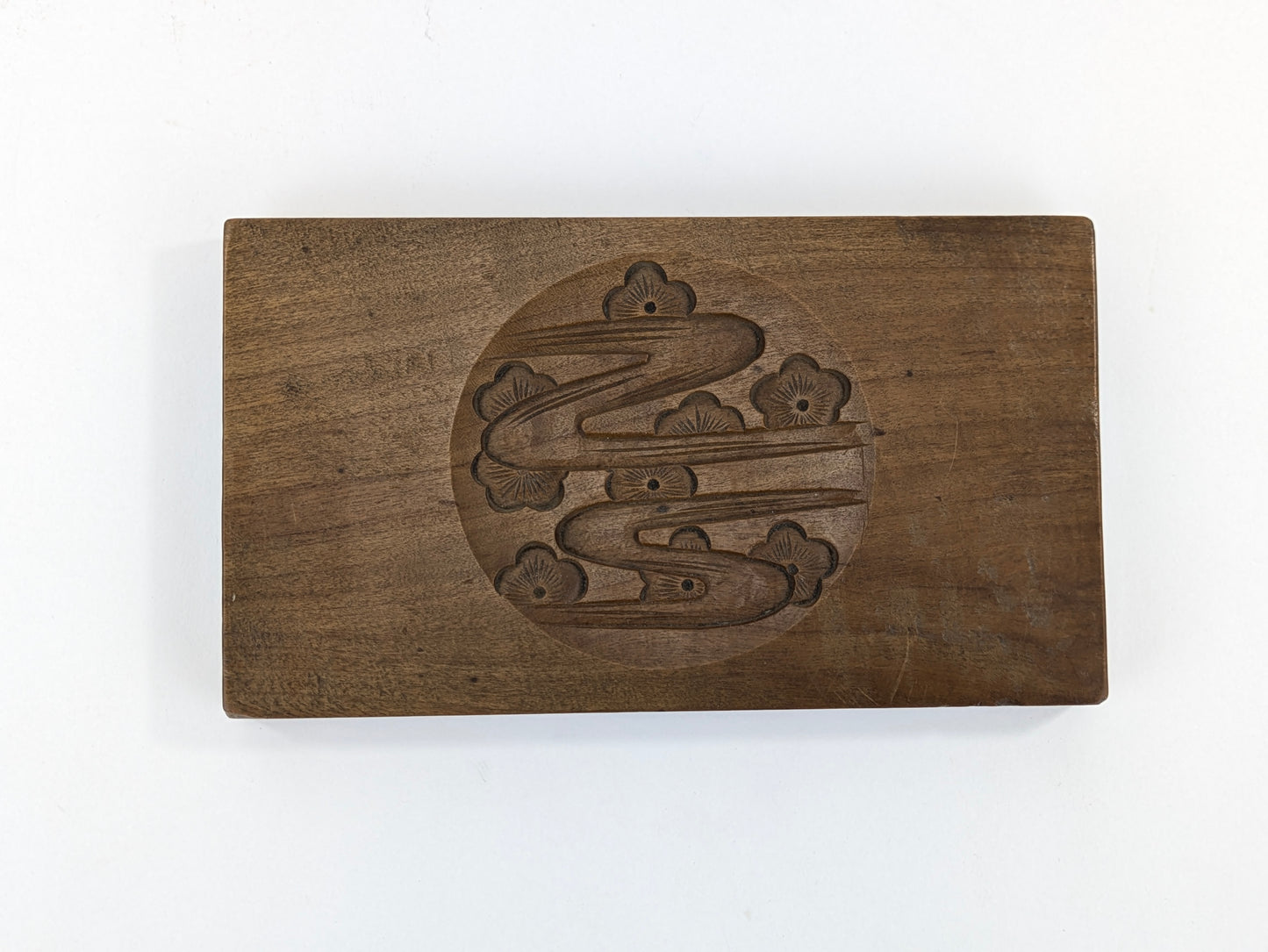 Antique Japanese Kashigata Confectionery Mold – Bamboo & Revers Plum Blossom Motifs – Meiji Era 7"