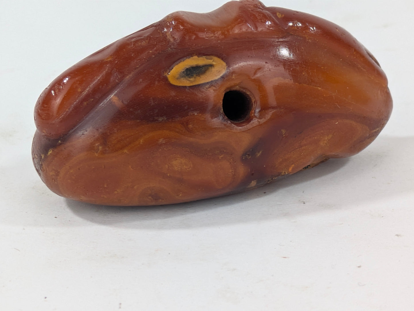 Antique Japanese Amber Netsuke Hotei Magic Bag 2.5"