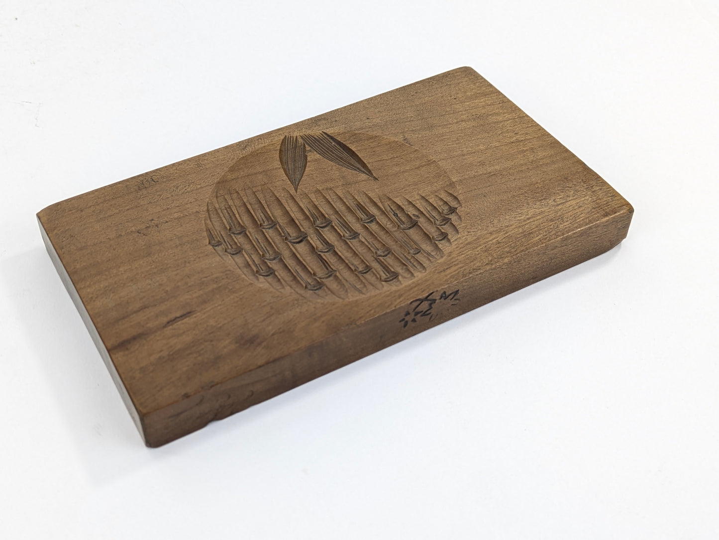 Antique Japanese Kashigata Confectionery Mold – Bamboo & Revers Plum Blossom Motifs – Meiji Era 7"