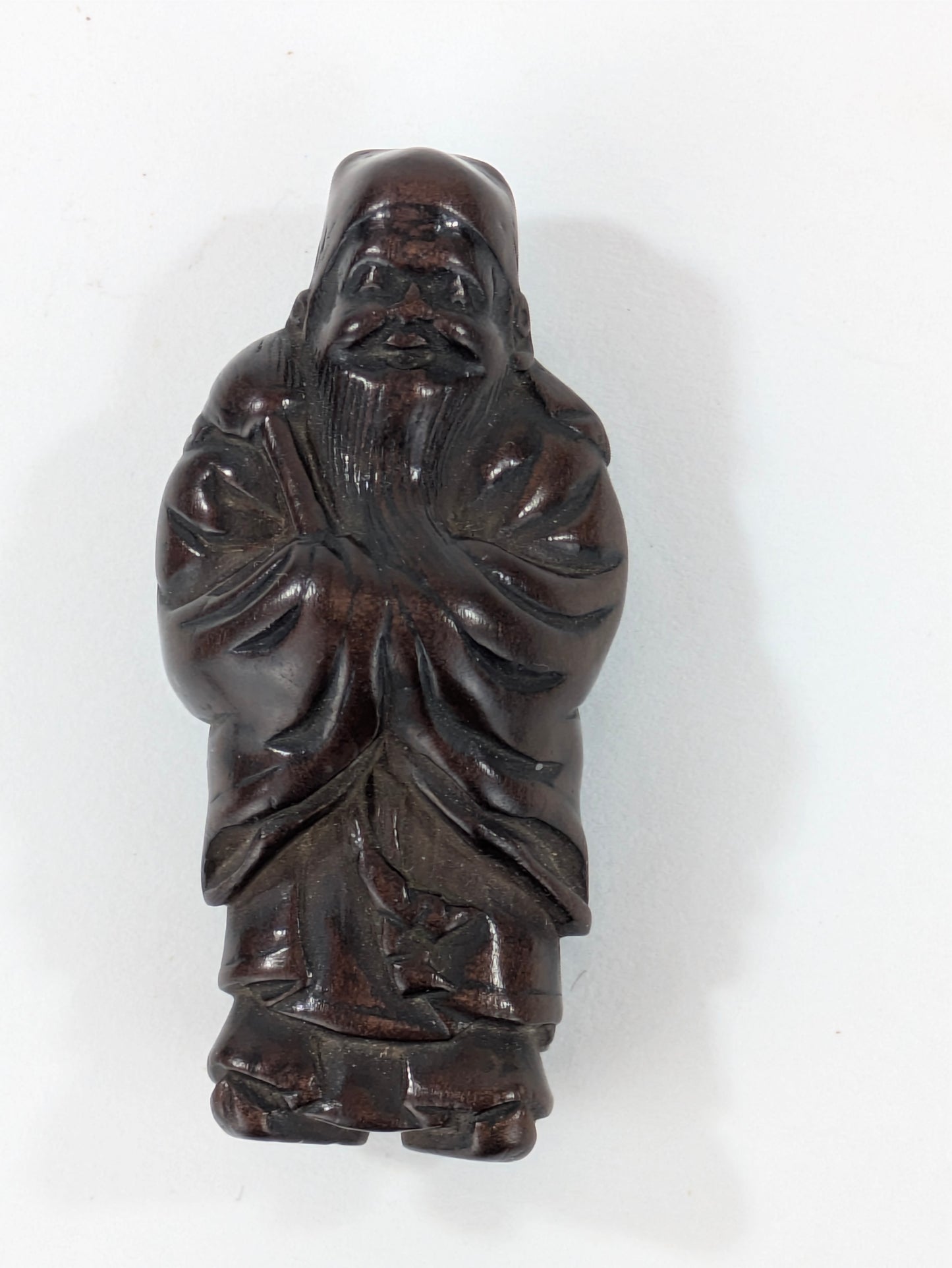 Vintage Chinese Wooden Hand-Carved Scholar Figure Netsuke 2"