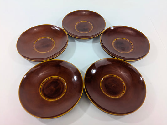 Vintage Japanese Lacquered Wood set of 5 Chataku Plates Tea Saucers Shunkei