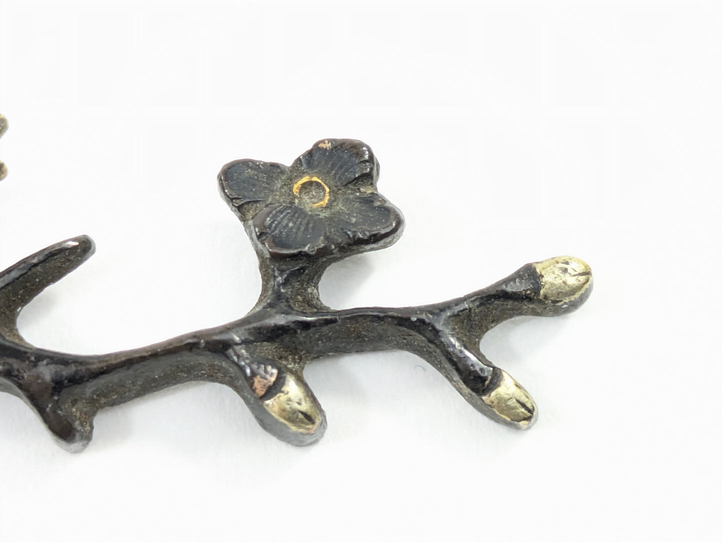 Menuki Pair – Crows on Plum Blossom Branches Japan, Edo period Shakudō with gilt details Samurai Sword Ornament LS061