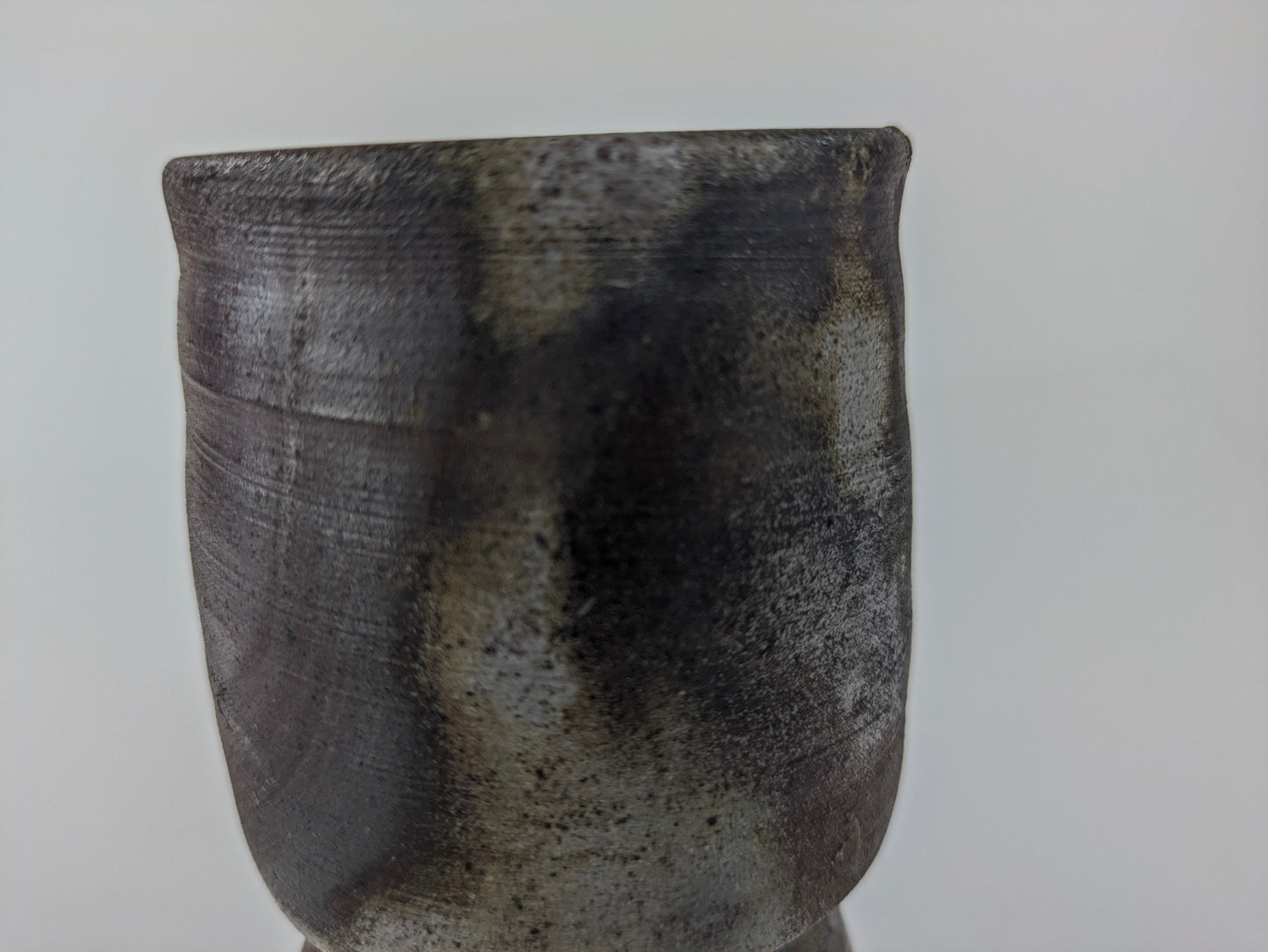 Japanese Bizen Ware Yunomi Tea Cup Pair Wood Fired Hidasuki Goma Ash Glaze Showa 3"H