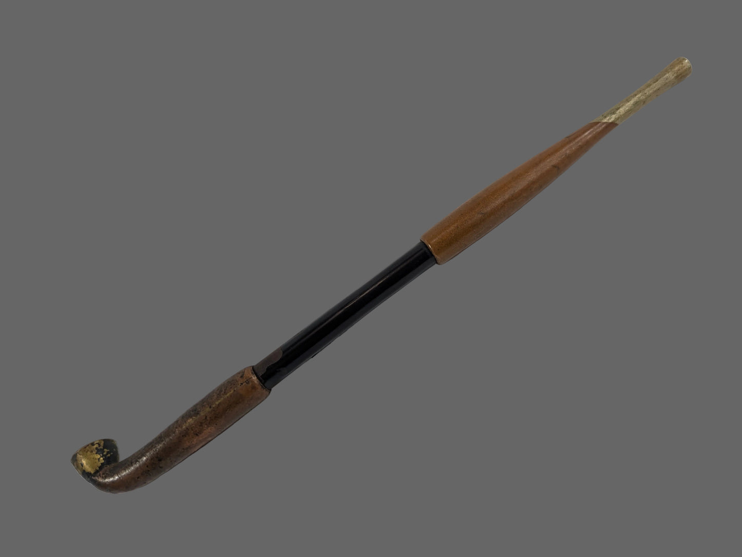 ANTIQUE MEIJI ERA (c1880) JAPANESE BRONZE/SILVER & BAMBOO KISERU Smoke Pipe 7"
