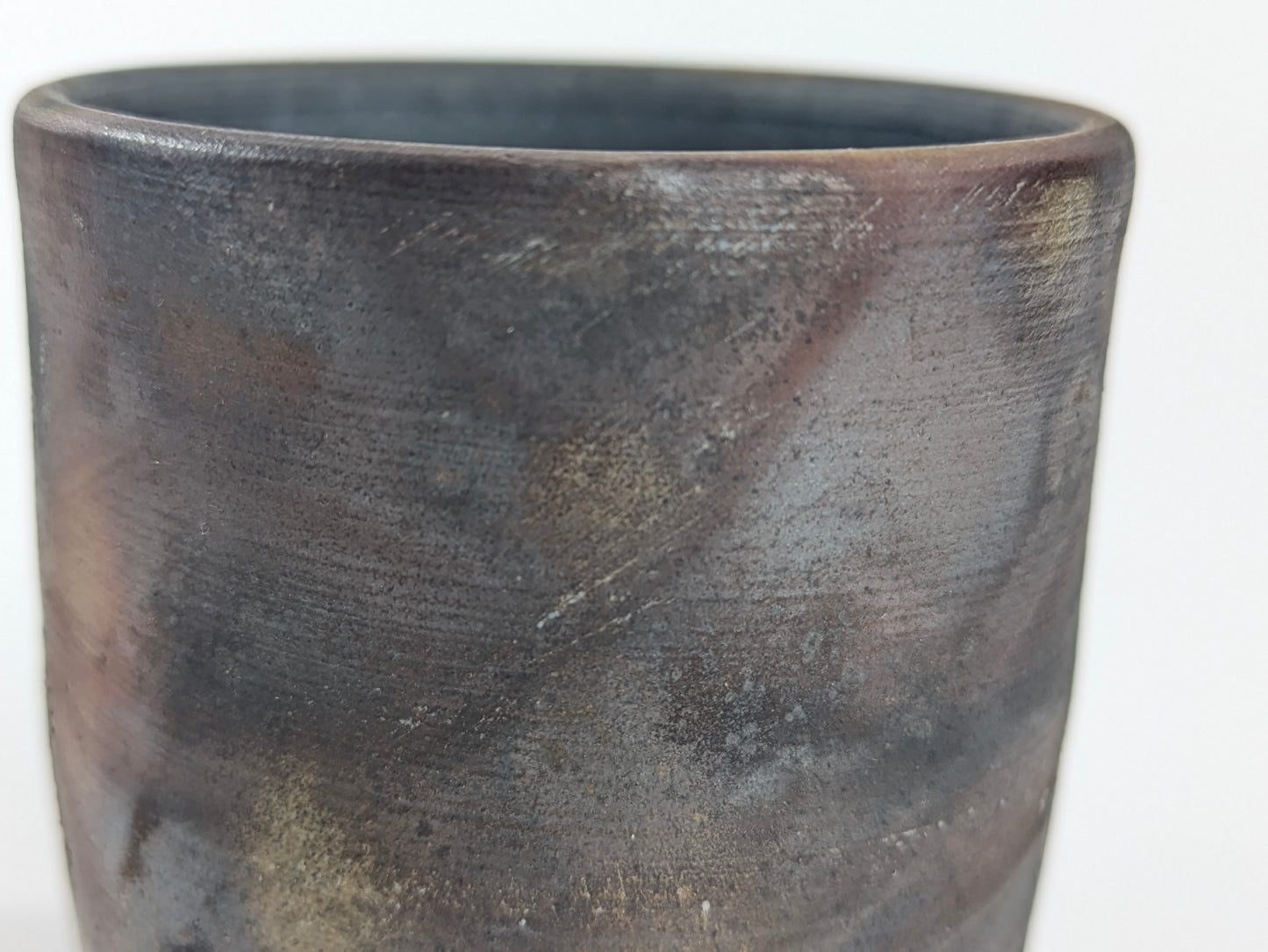 Japanese Bizen Ware Yunomi Tea Cup Pair Wood Fired Hidasuki Goma Ash Glaze Showa 3"H