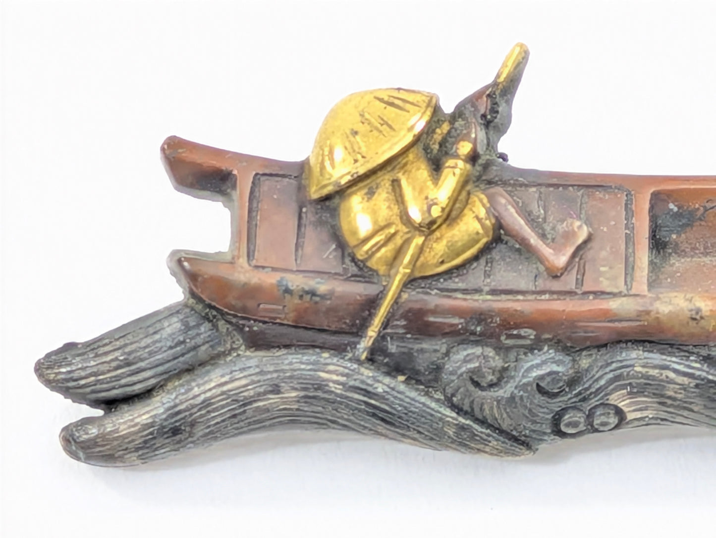 Japanese Menuki Pair Ferry Boat & Plovers Samurai Katana Sword Ornament LS#009