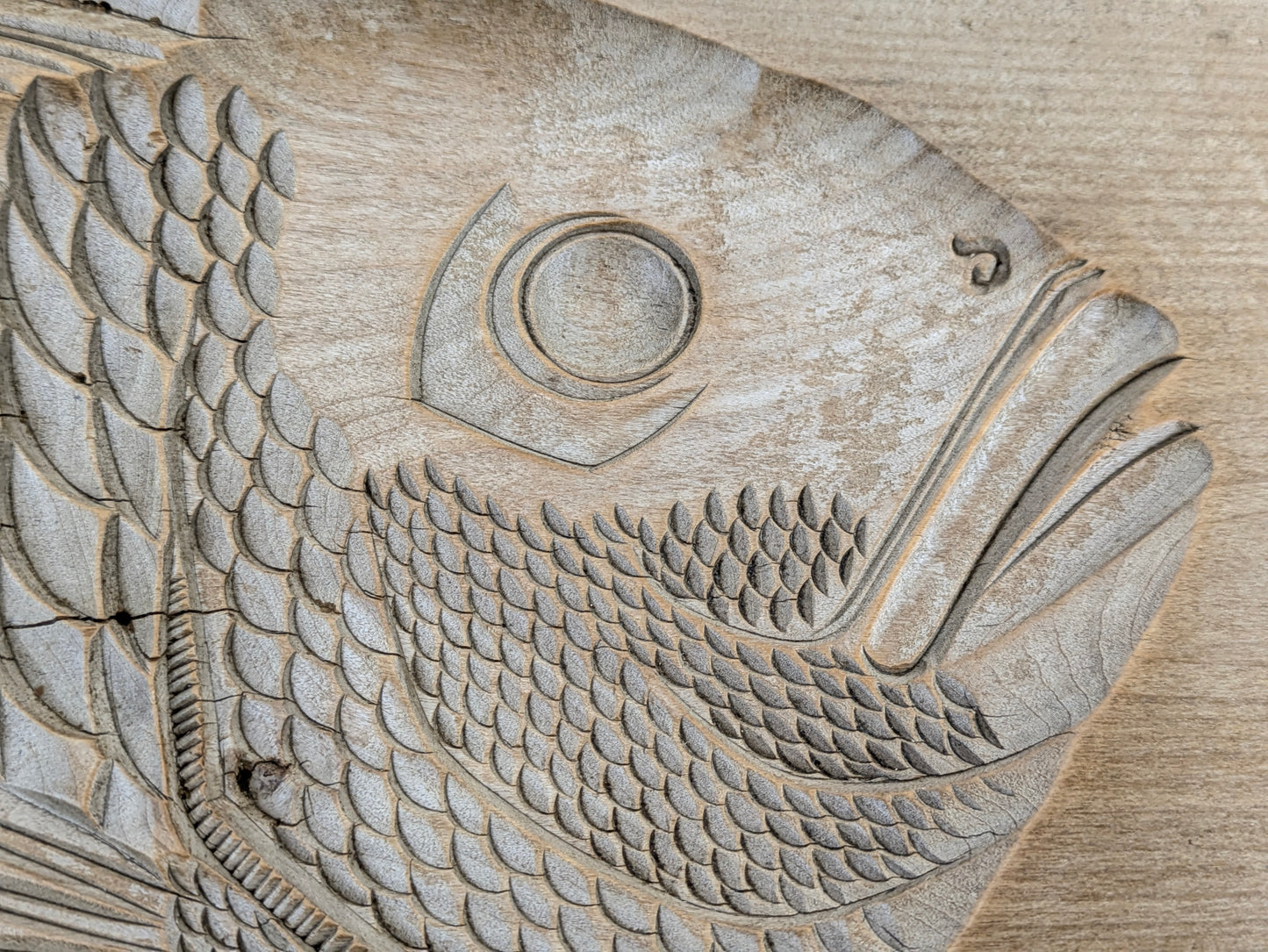 Antique Japanese Kashigata Confection Mold – Tai Fish Motif Large  – 19th C. Hand Carved Wood