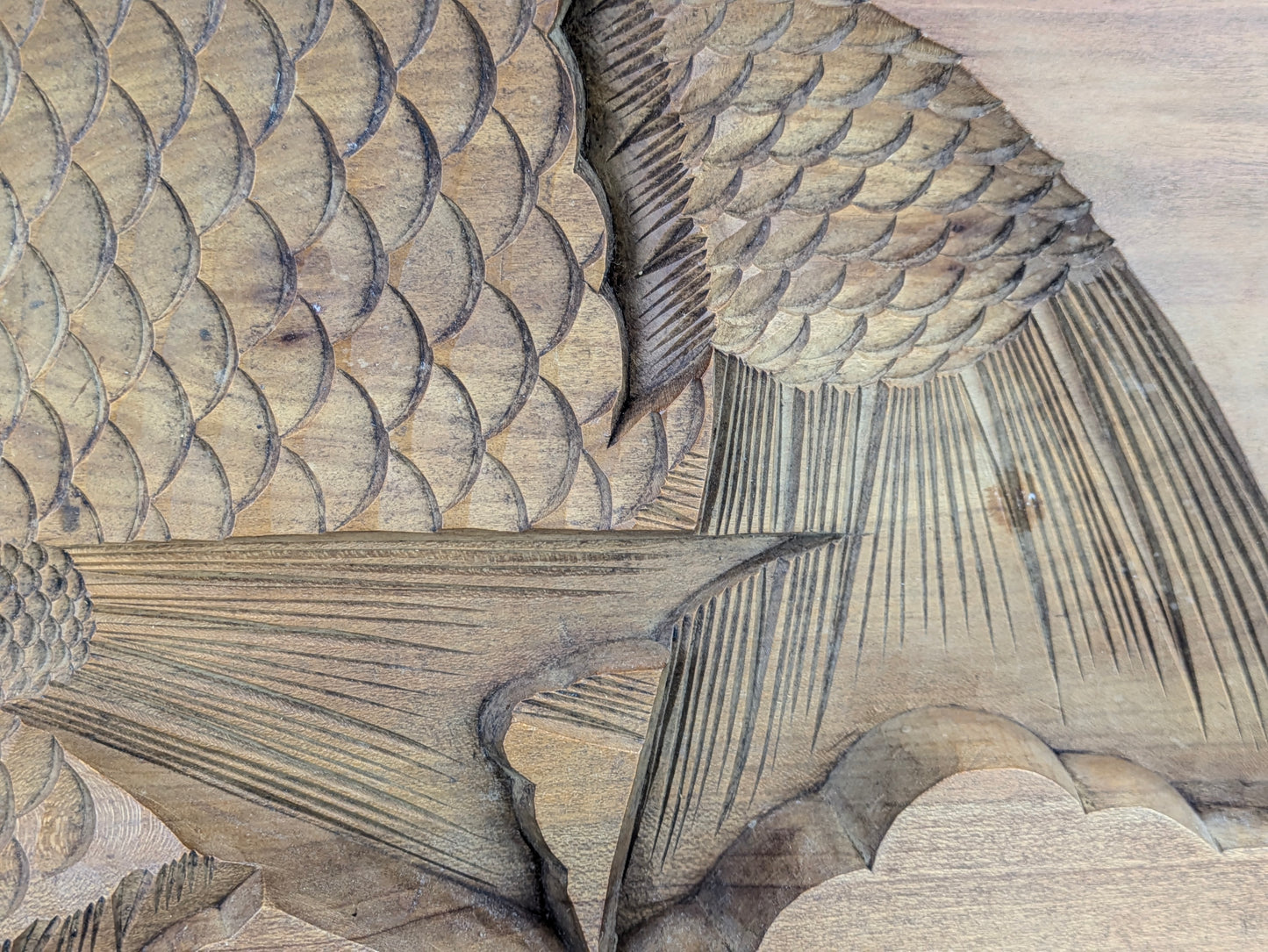 Antique Japanese Kashigata Confectionery Mold Tai Sea Bream Hand-Carved Wood 16" LS#186