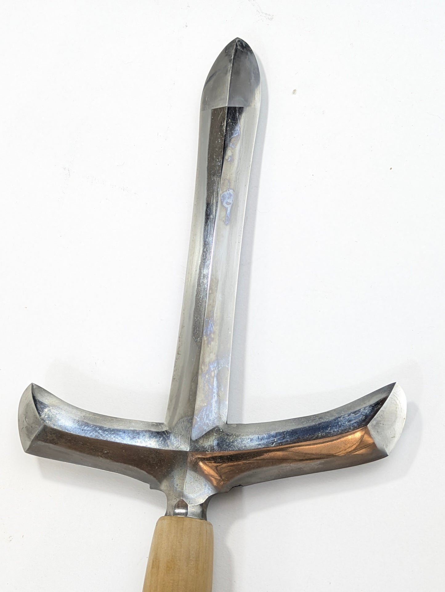 Japanese Antique Jumonji-Yari Cross Shaped Spear Head signed Heianjō Fujiwara Morikuni Edo c1670's