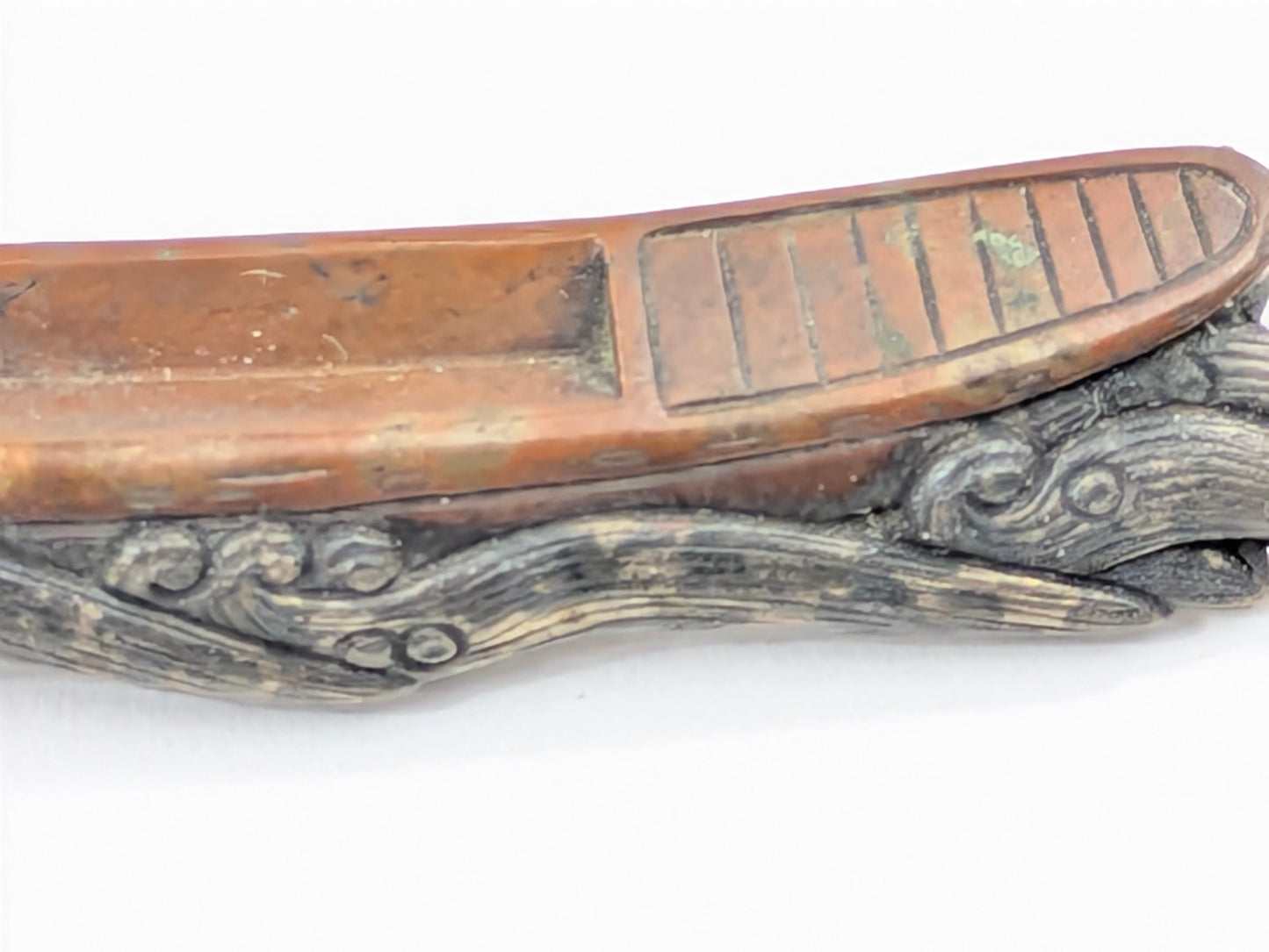 Japanese Menuki Pair Ferry Boat & Plovers Samurai Katana Sword Ornament LS#009