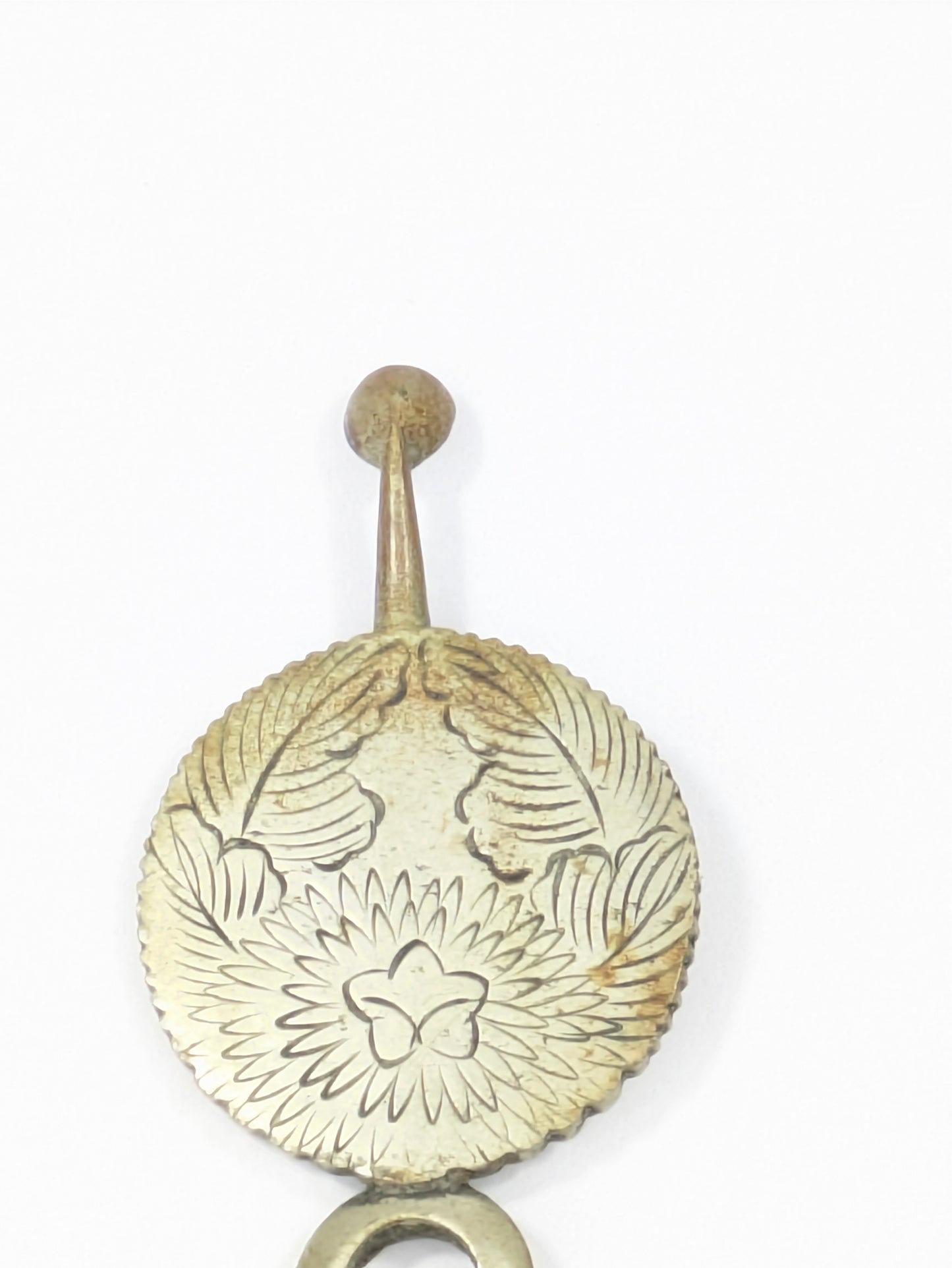 Antique Japanese Round Kanzashi Geisha Hairpiece Silver Chrasnthumum 6" Hairpin Mimikake Style
