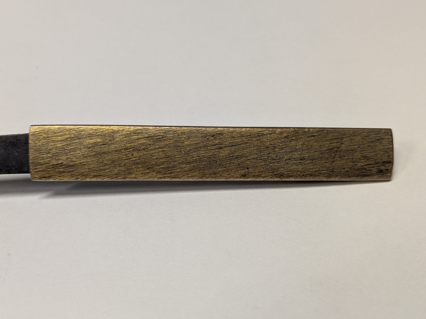 Antique Japanese Edo Period Kozuka Knife Sheath Two Samurai in Gilt Relief Edo period (18th–19th C),