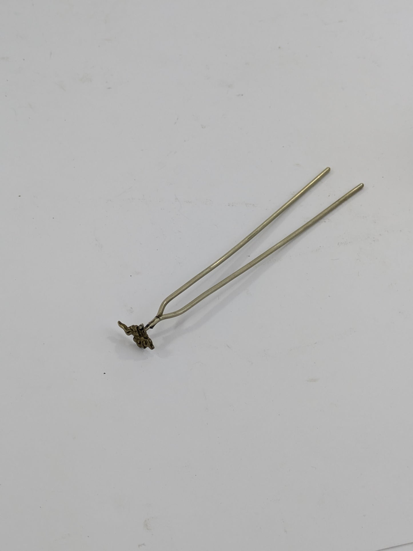 Antique Japanese Bronze Cloud Kanzashi (Two-Prong U-Pin) 4.5"