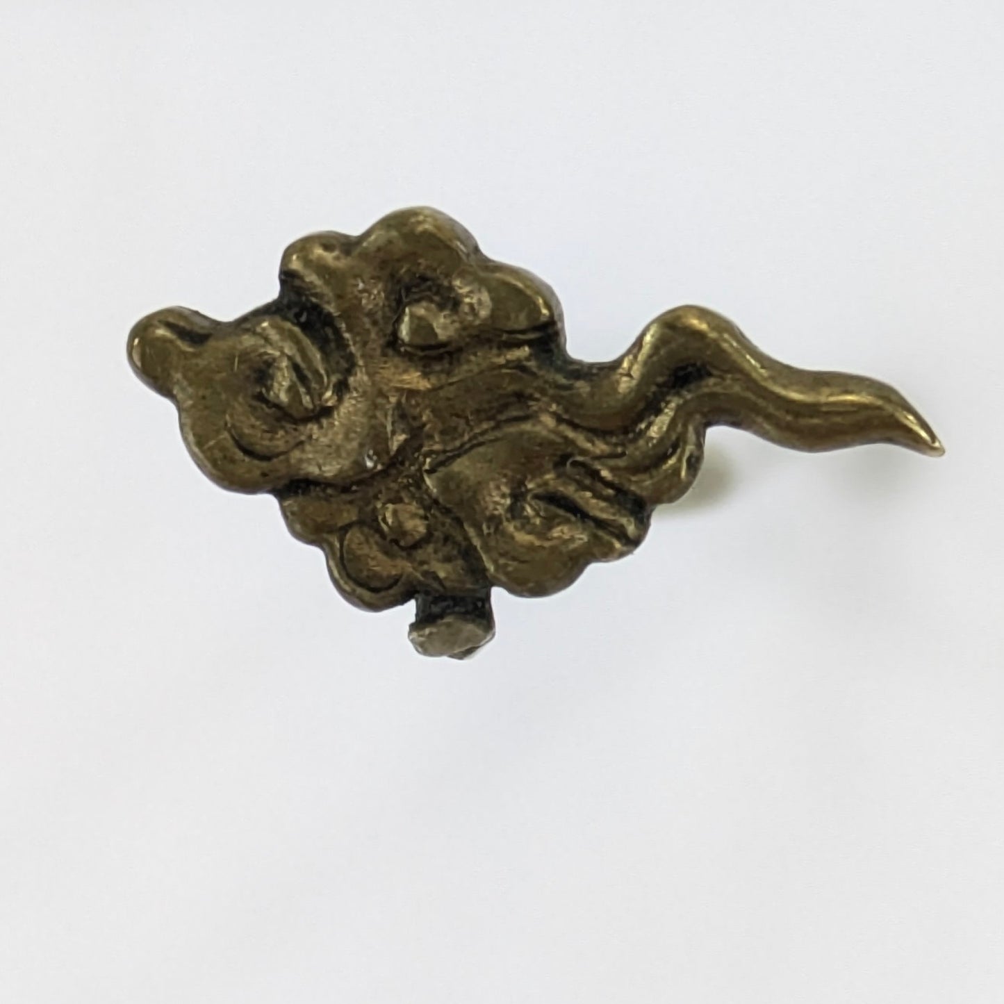 Antique Japanese Bronze Cloud Kanzashi (Two-Prong U-Pin) 4.5"