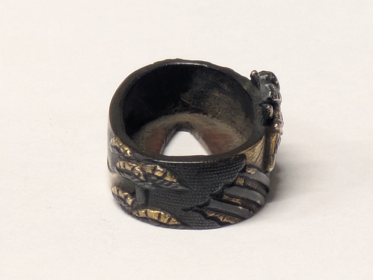 Antique Japanese Edo-Period Sword Katana Fuchi Samurai in Gold on Shakudō,