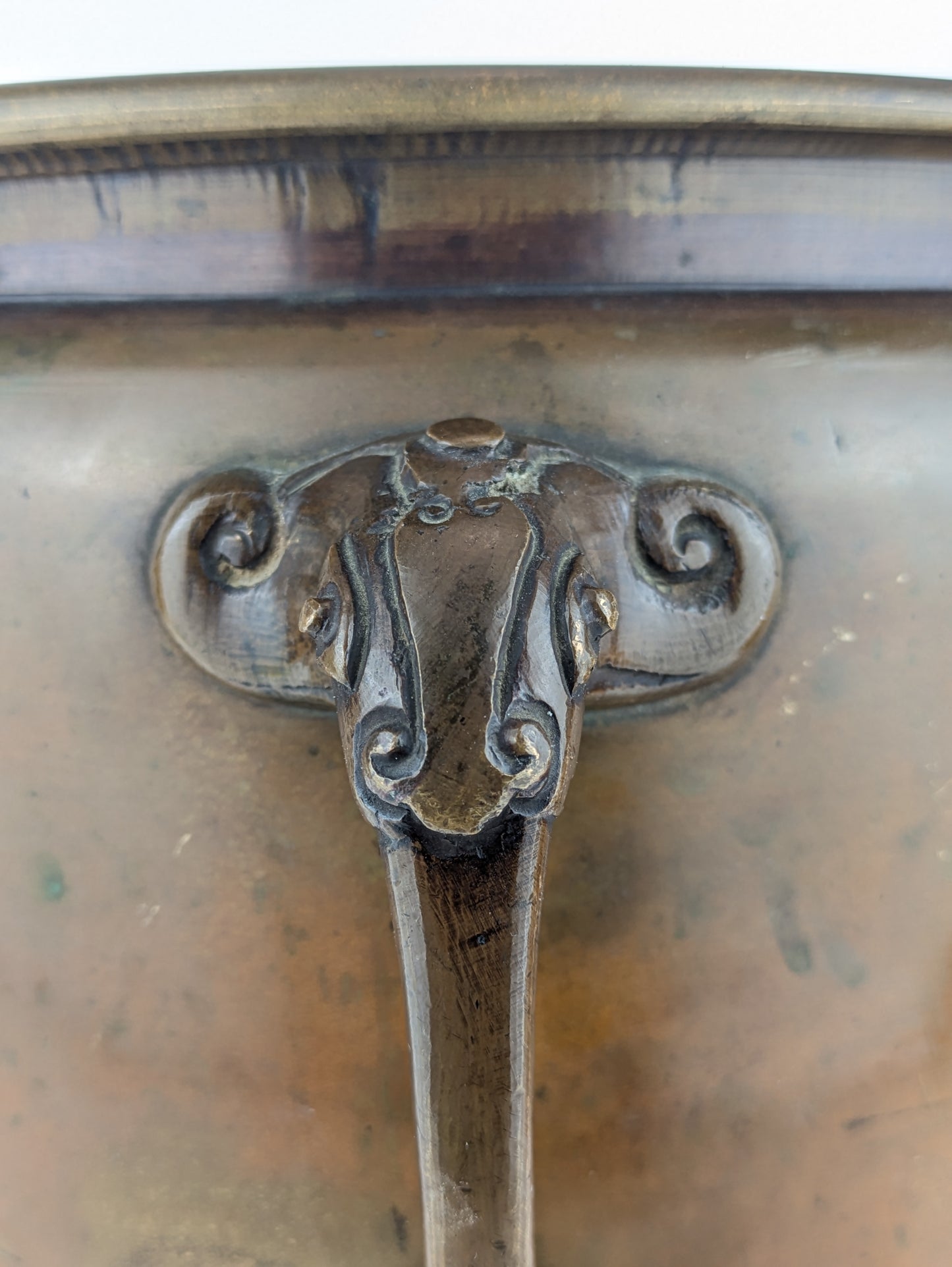 Antique Japanese (c1920) Bronze Hibachi Brazier Animals Dragon Tiger Motif 11"