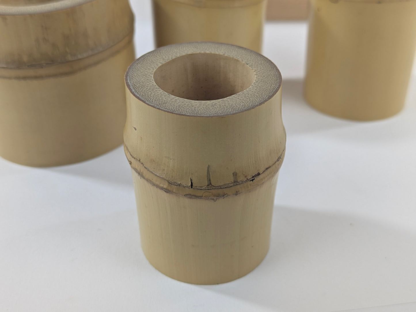 Vintage Japanese Set of 4 Bamboo Futaoki Lid Rests for Tea Ceramony