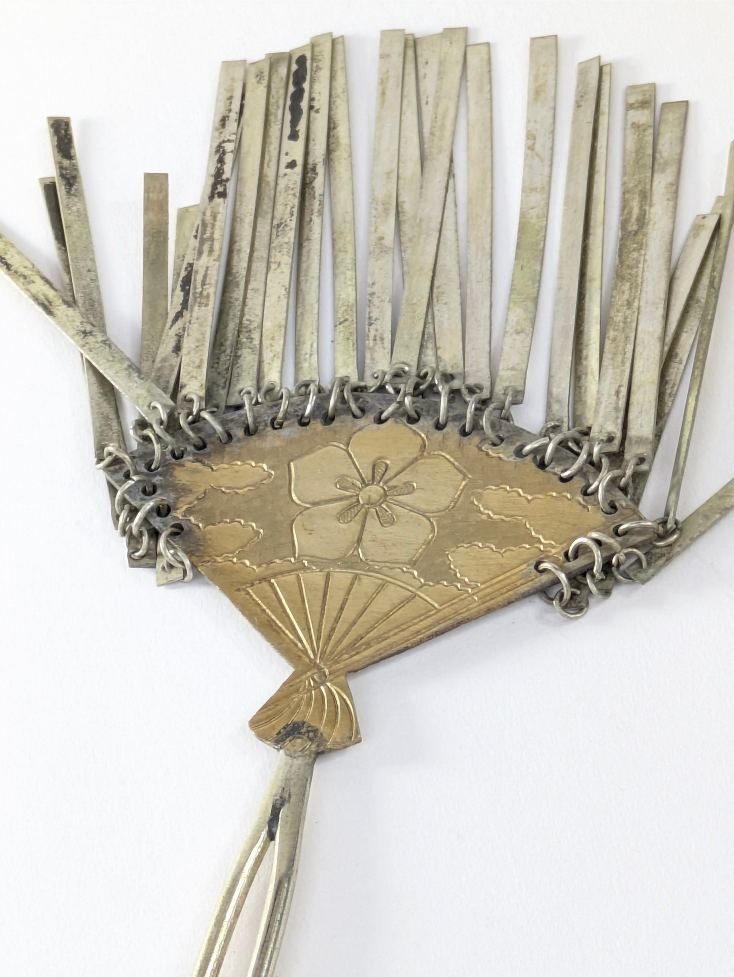Antique Japanese Bira-Kanzashi Geisha Style Hairpiece Gold Color Bellflower Fan Tassels Hairpin Hair Beauty Accessories 7"