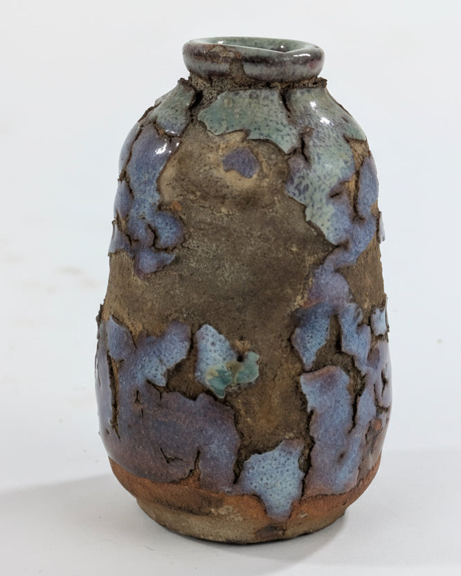 Antique Japanese Miniature Tsubo Wood-Fired Stoneware Jar 2.5"