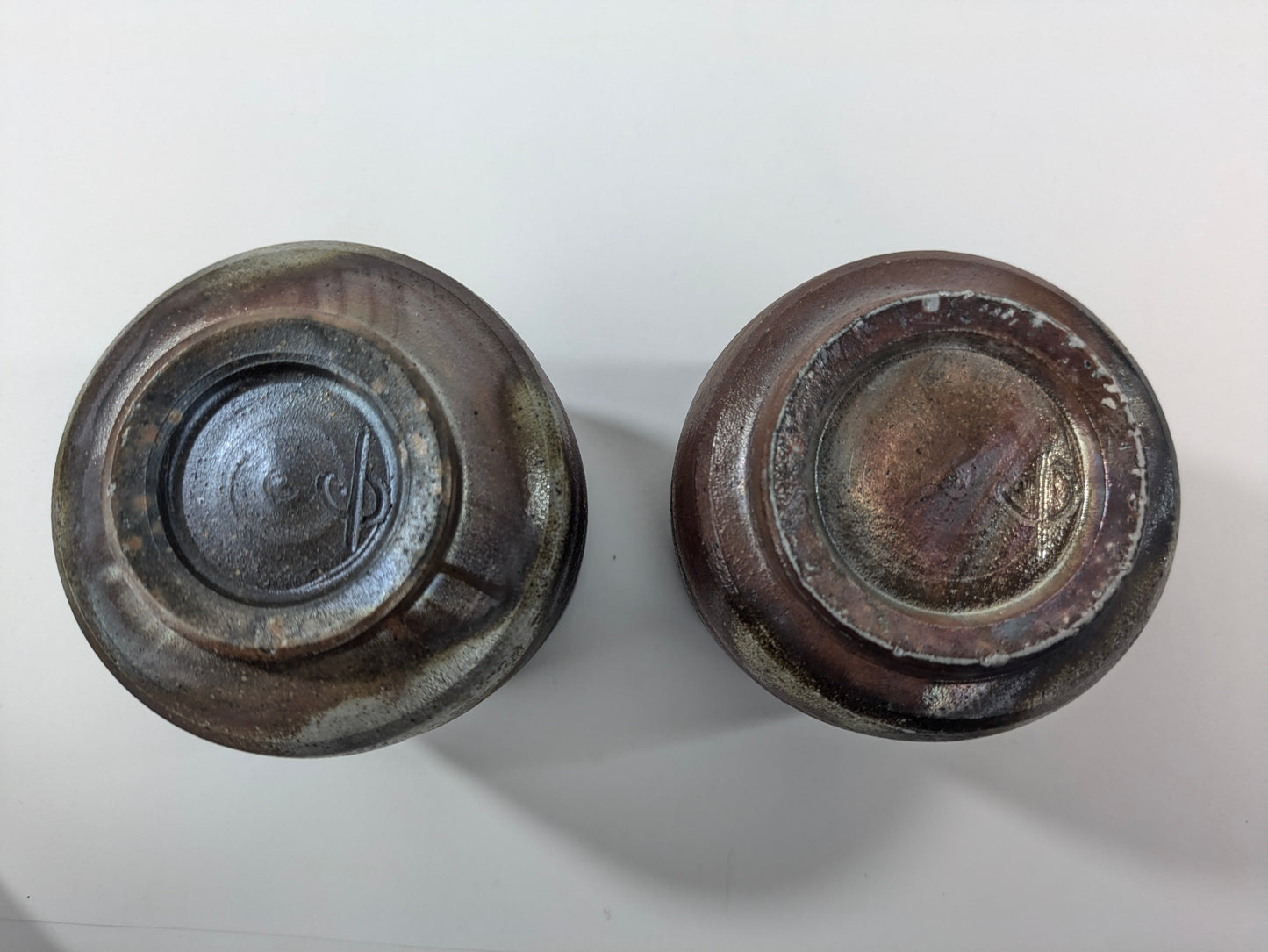 Japanese Bizen Ware Yunomi Tea Cup Pair Wood Fired Hidasuki Goma Ash Glaze Showa 3"H