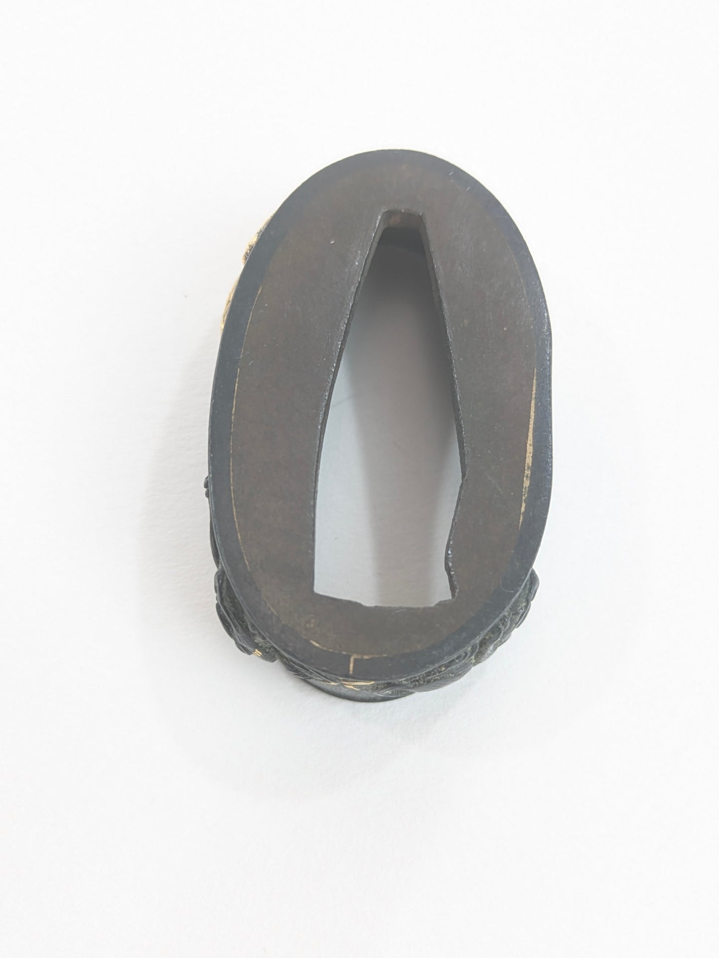 Antique Japanese Edo-Period Sword Katana Fuchi & Kashira Samurai in Gold on Shakudō,
